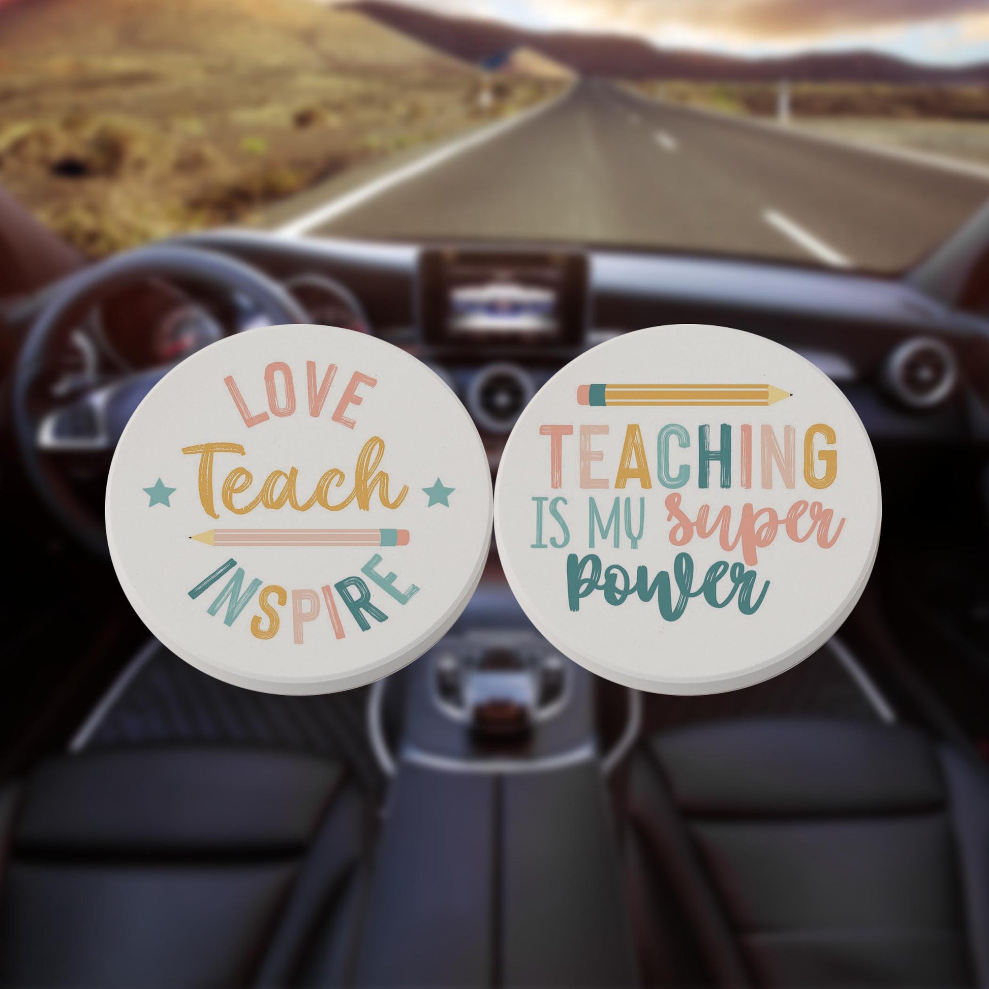 Car Coaster 2-Pack Kalia Lane-Love Teach Inspire & Super Power -8