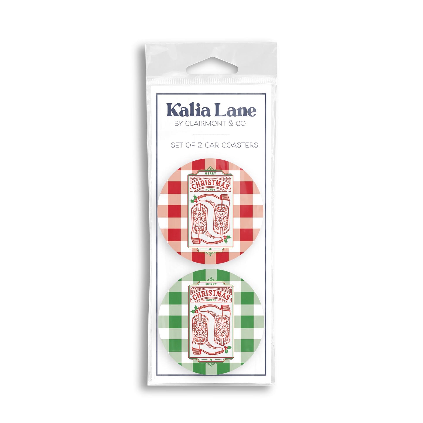 Car Coaster 2-Pack Kalia Lane-Western Christmas -0
