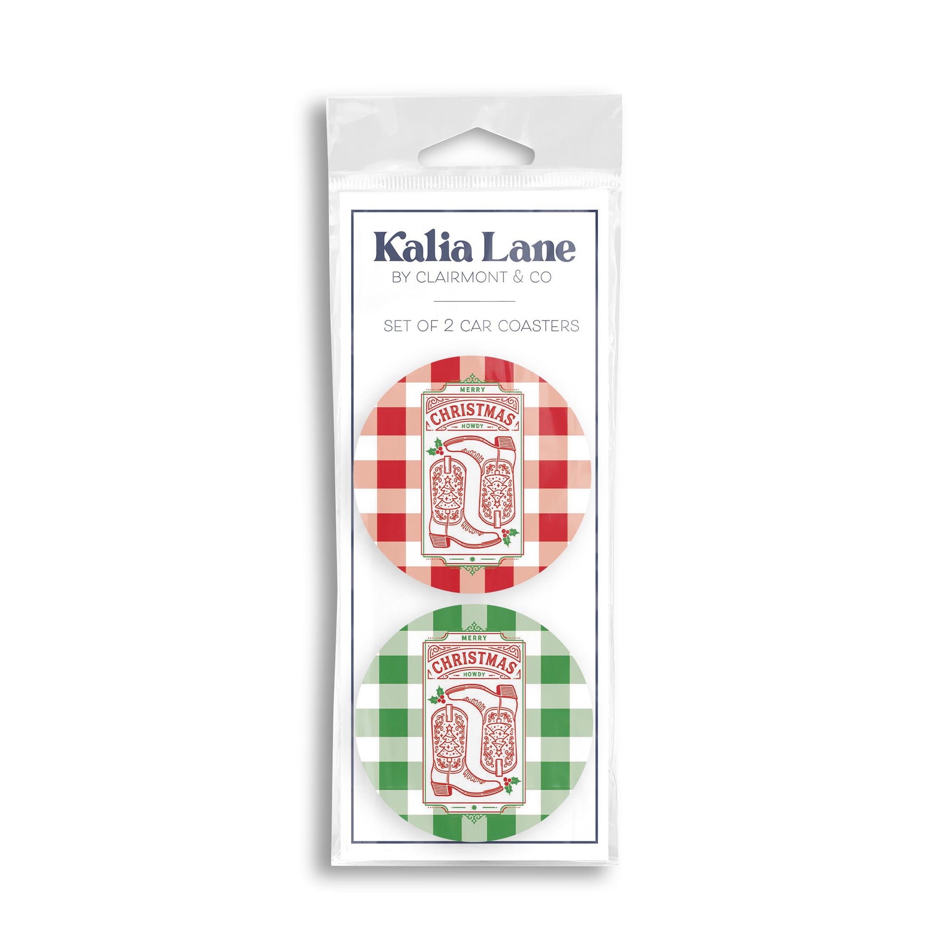 Car Coaster 2-Pack Kalia Lane-Western Christmas -0