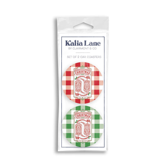 Car Coaster 2-Pack Kalia Lane-Western Christmas -0