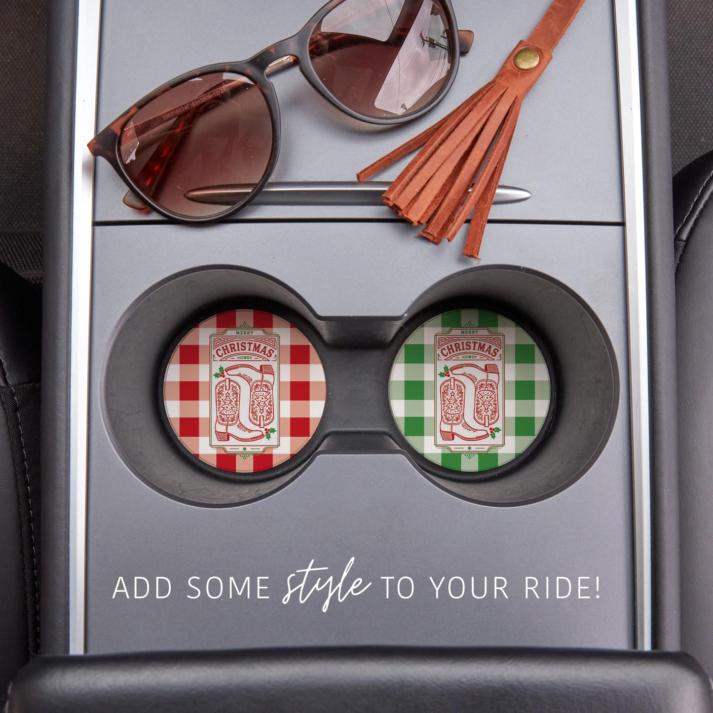 Car Coaster 2-Pack Kalia Lane-Western Christmas -1