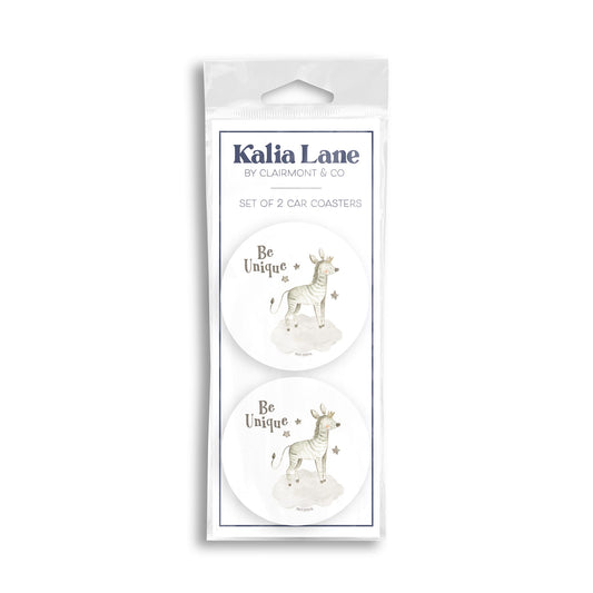 Car Coaster 2-Pack Kalia Lane-Be Unique Zebra White Background