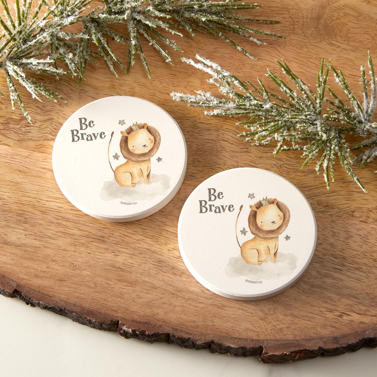 Car Coaster 2-Pack Kalia Lane-Be Brave Lion White Background