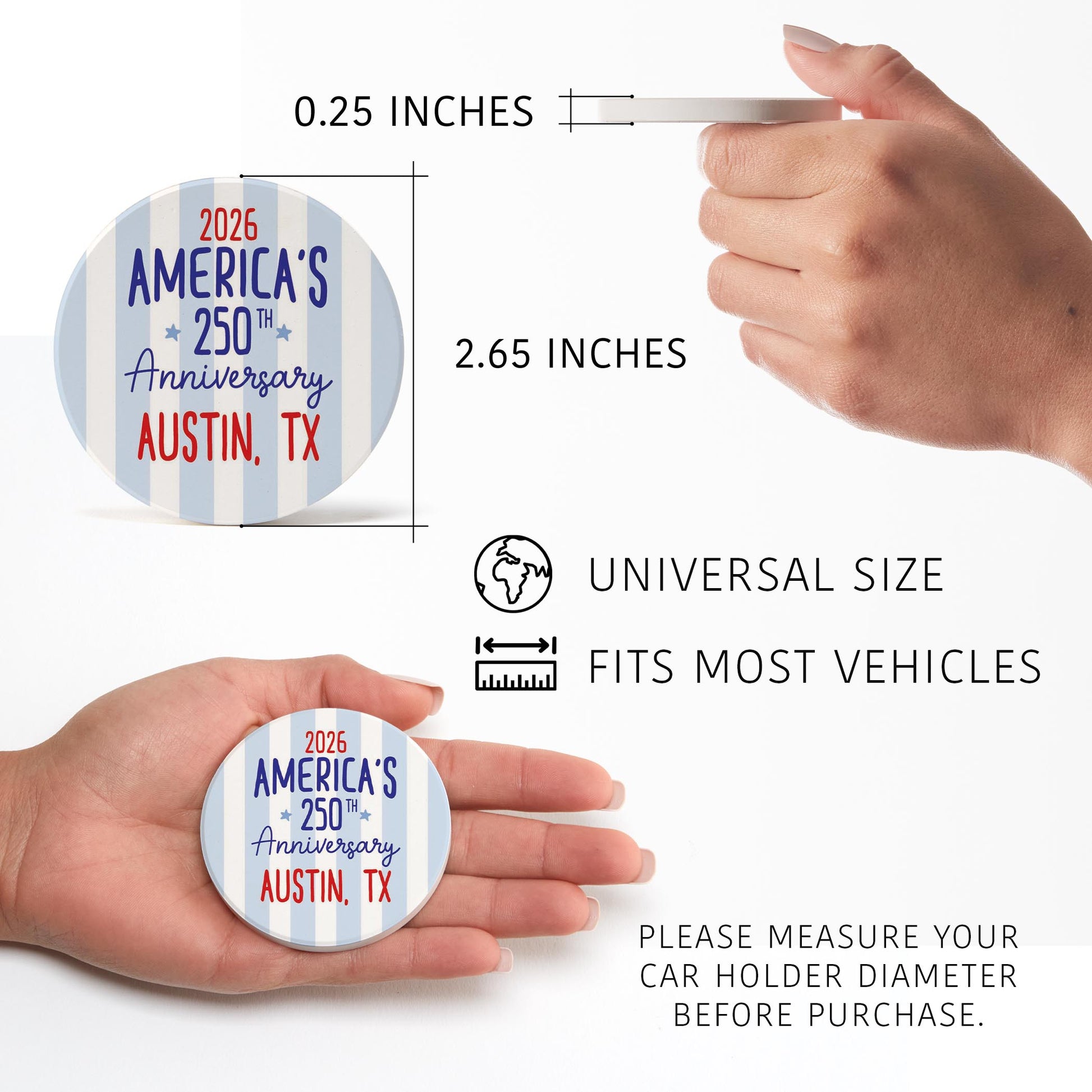 Car Coaster 2-Pack Love Local-Love+Local 4th of July 250th Anniversary -2
