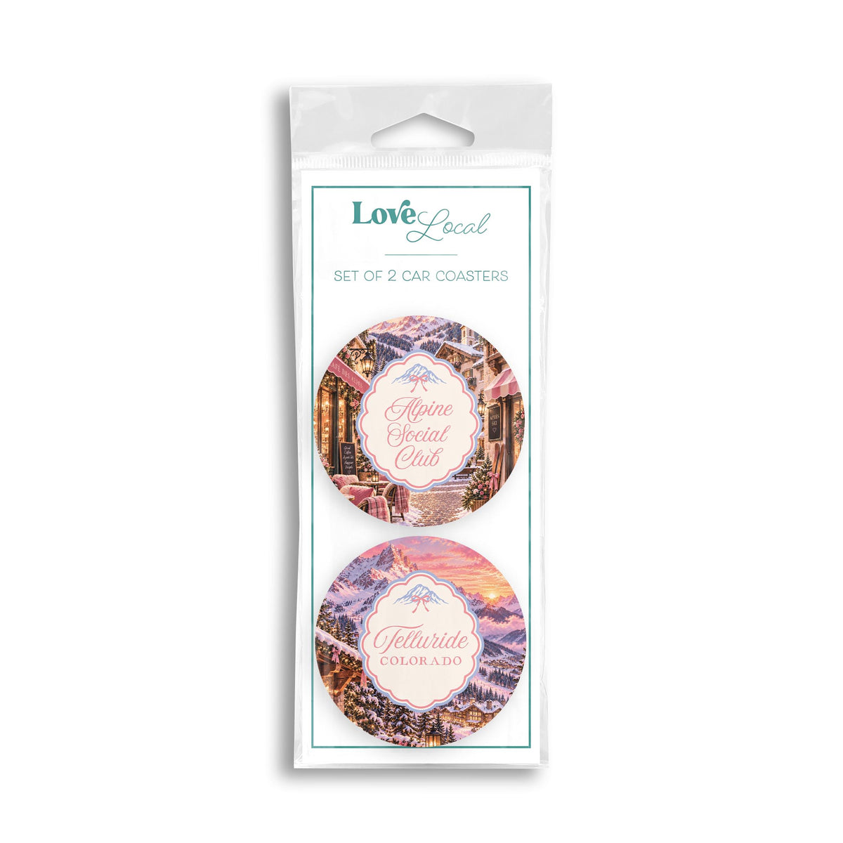 Car Coaster 2-Pack Love Local-Chalet Girl | Custom -0