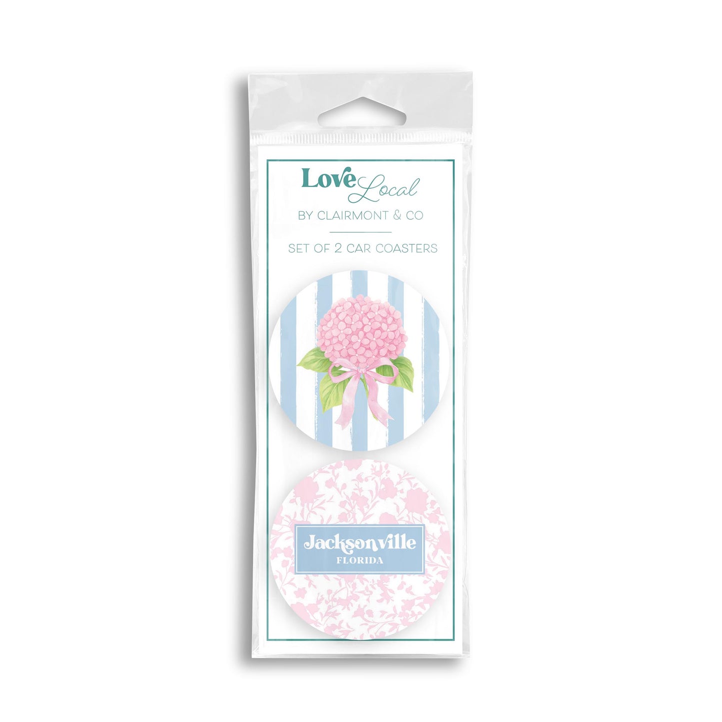 Car Coaster 2-Pack Love Local-Love+Local Hydrangea Cottage -0
