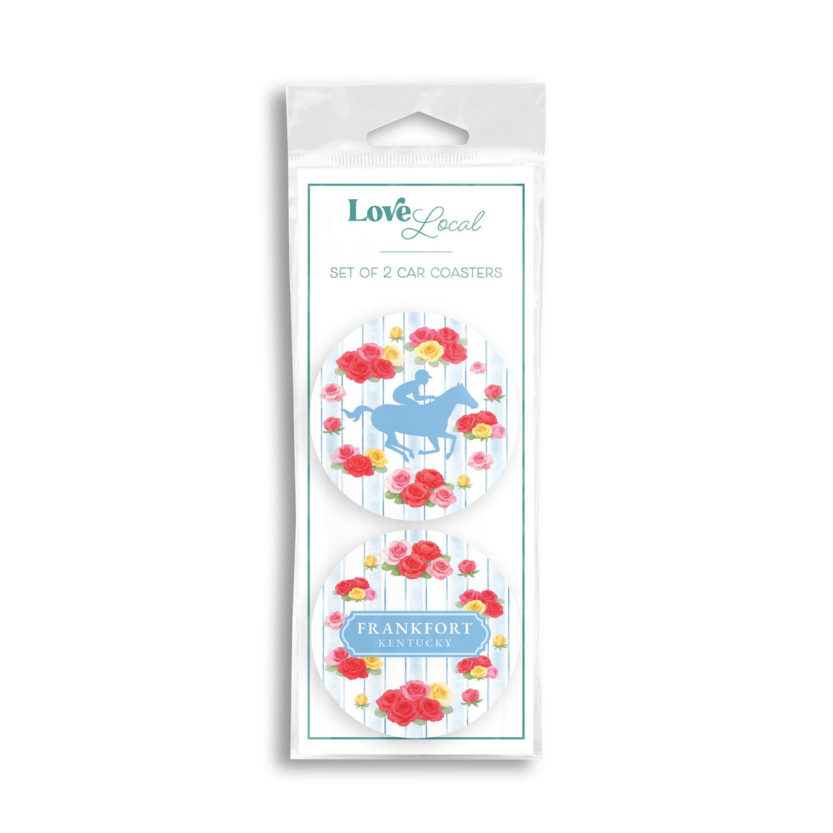 Car Coaster 2-Pack Love Local-Derby | City & State | Hometown -0