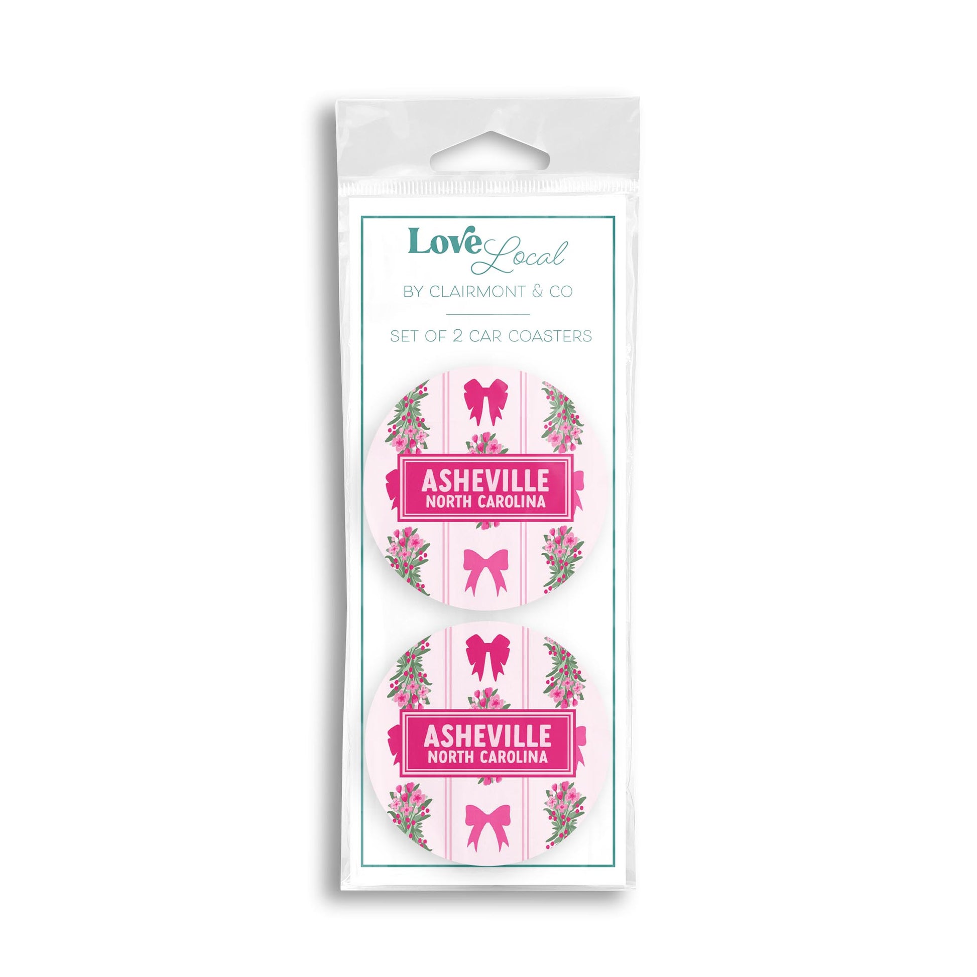 Car Coaster 2-Pack Love Local-Love+Local Bonita Bows -0