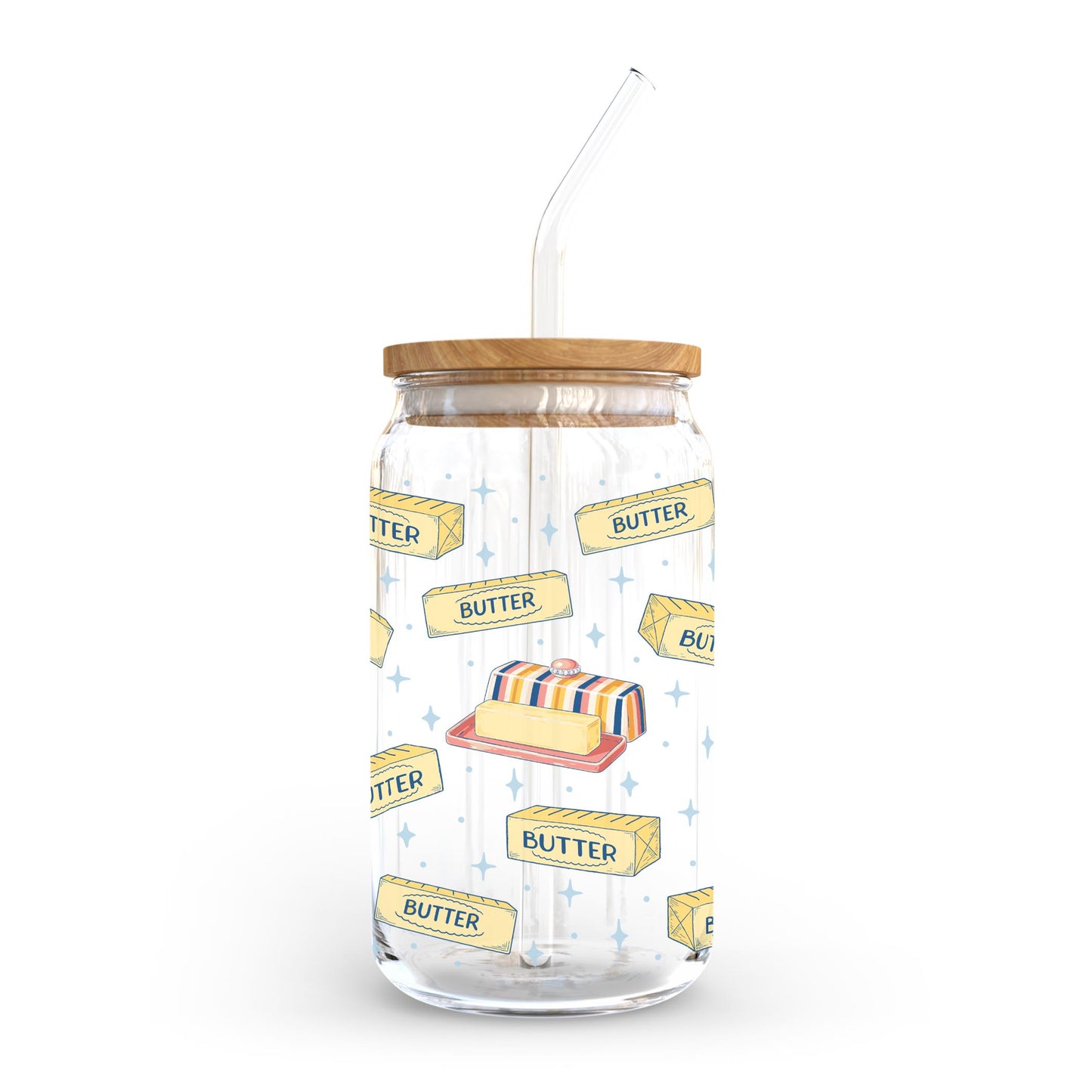 16oz Cold Brew Glass-Butter Pattern -0