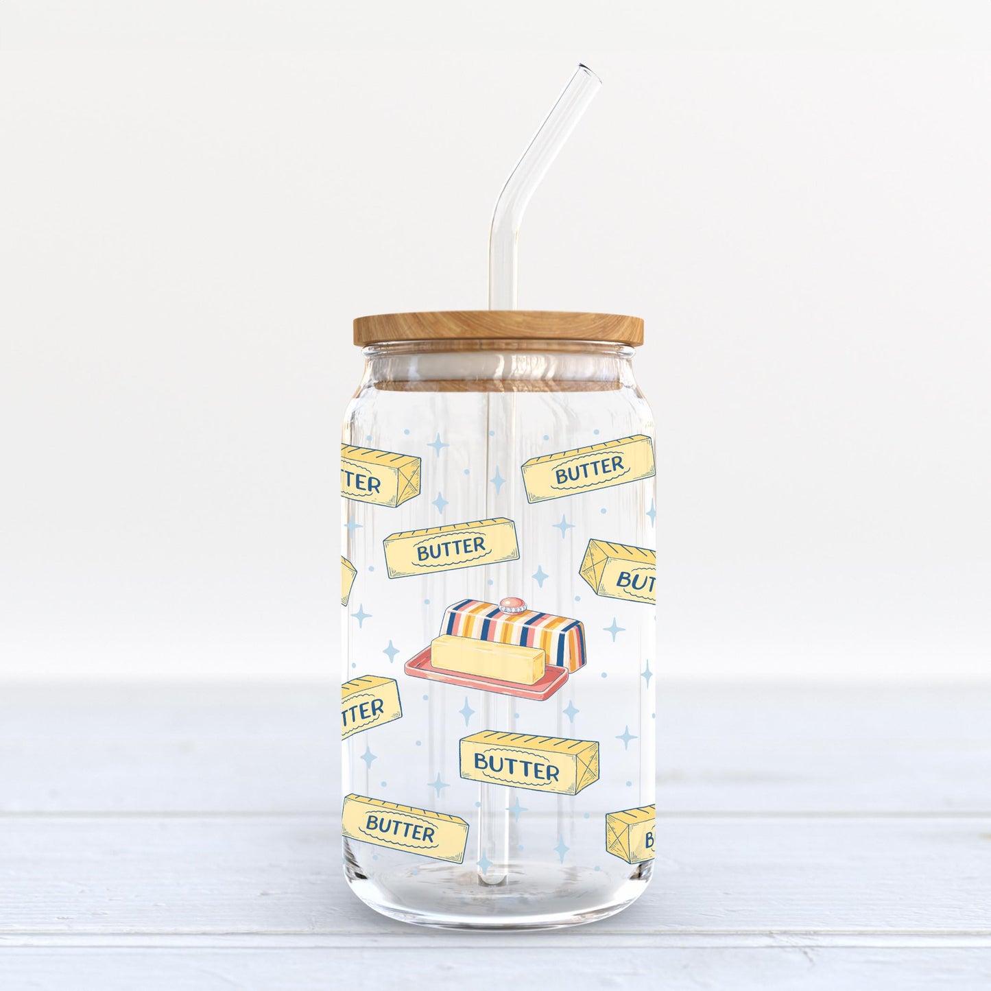 16oz Cold Brew Glass-Butter Pattern -6
