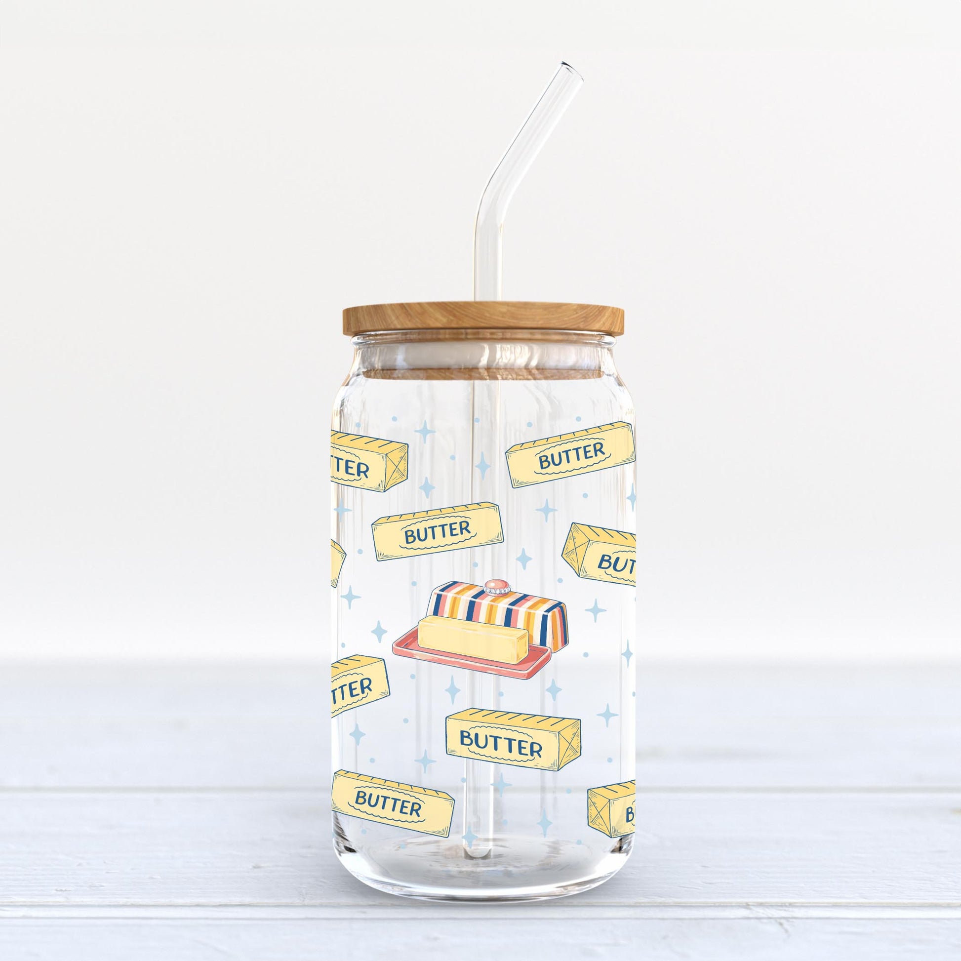 16oz Cold Brew Glass-Butter Pattern -6