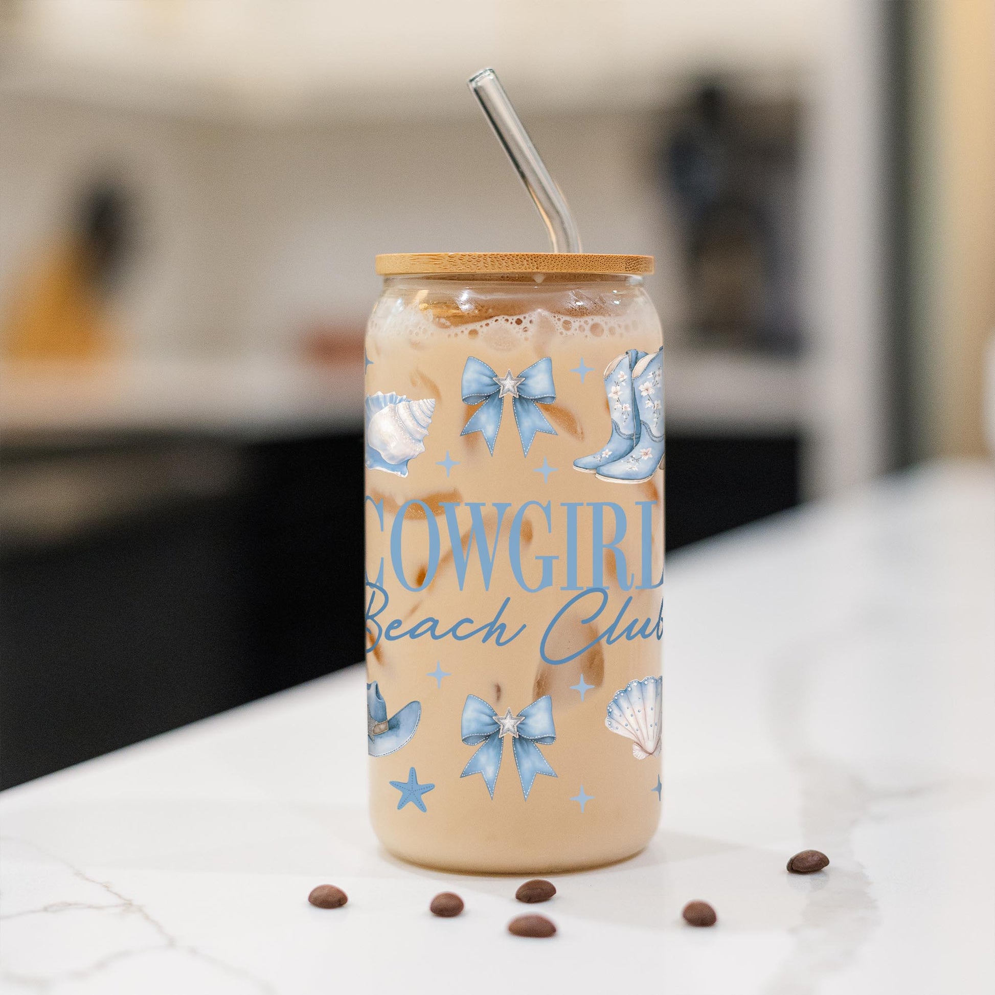 16oz Cold Brew Glass-Coastal Cowgirl -1