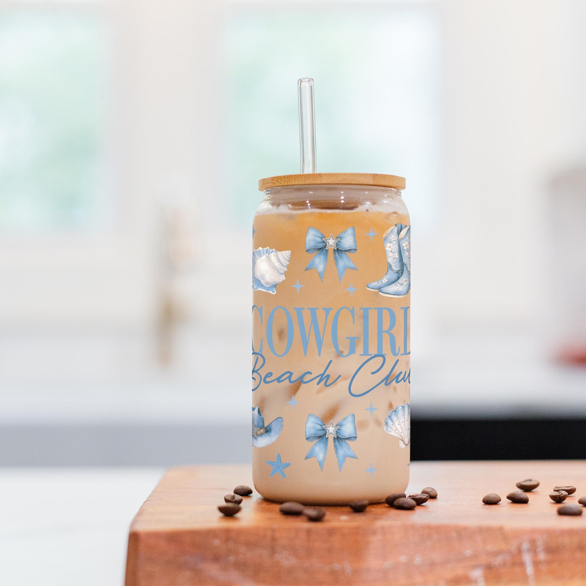 16oz Cold Brew Glass-Coastal Cowgirl -5