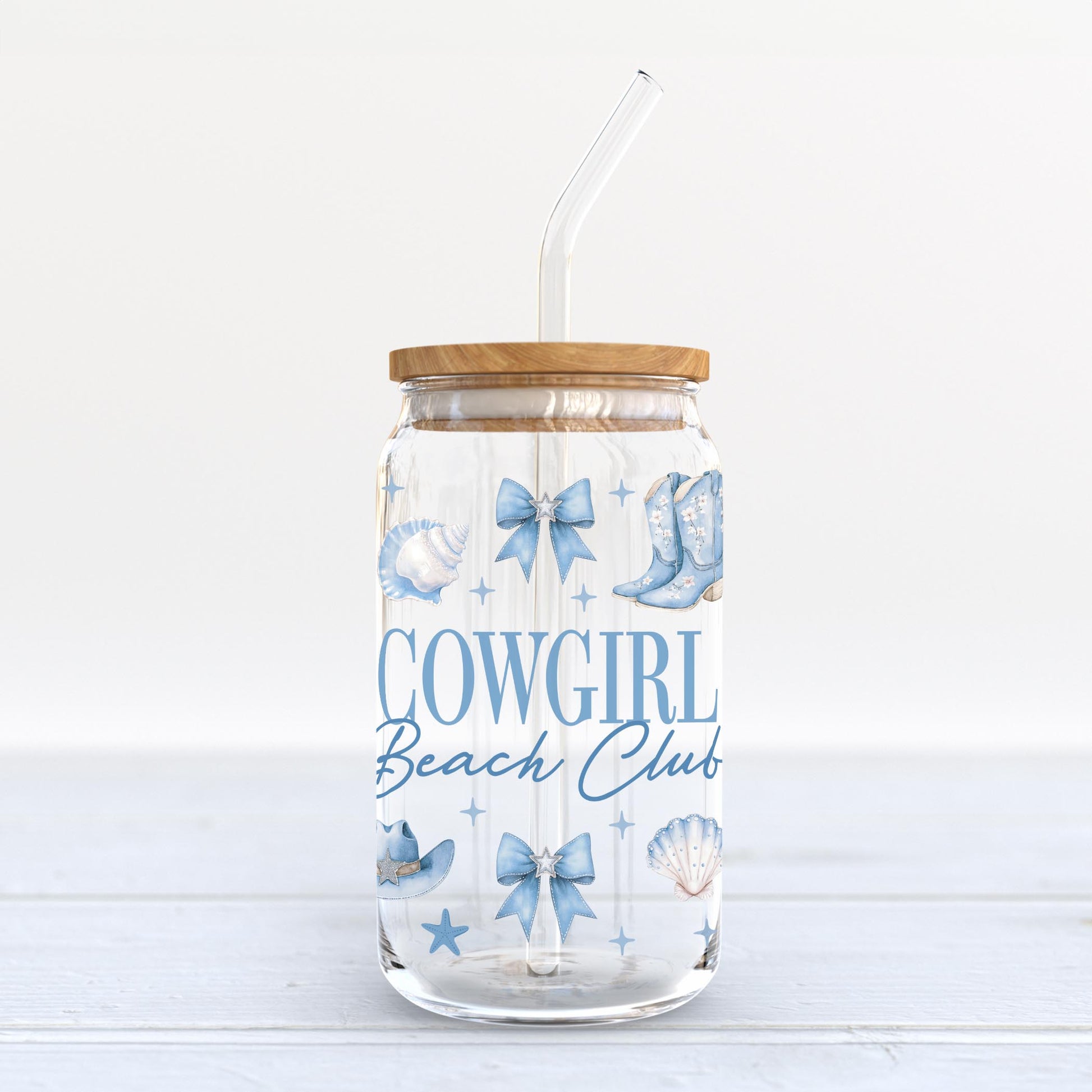 16oz Cold Brew Glass-Coastal Cowgirl -6
