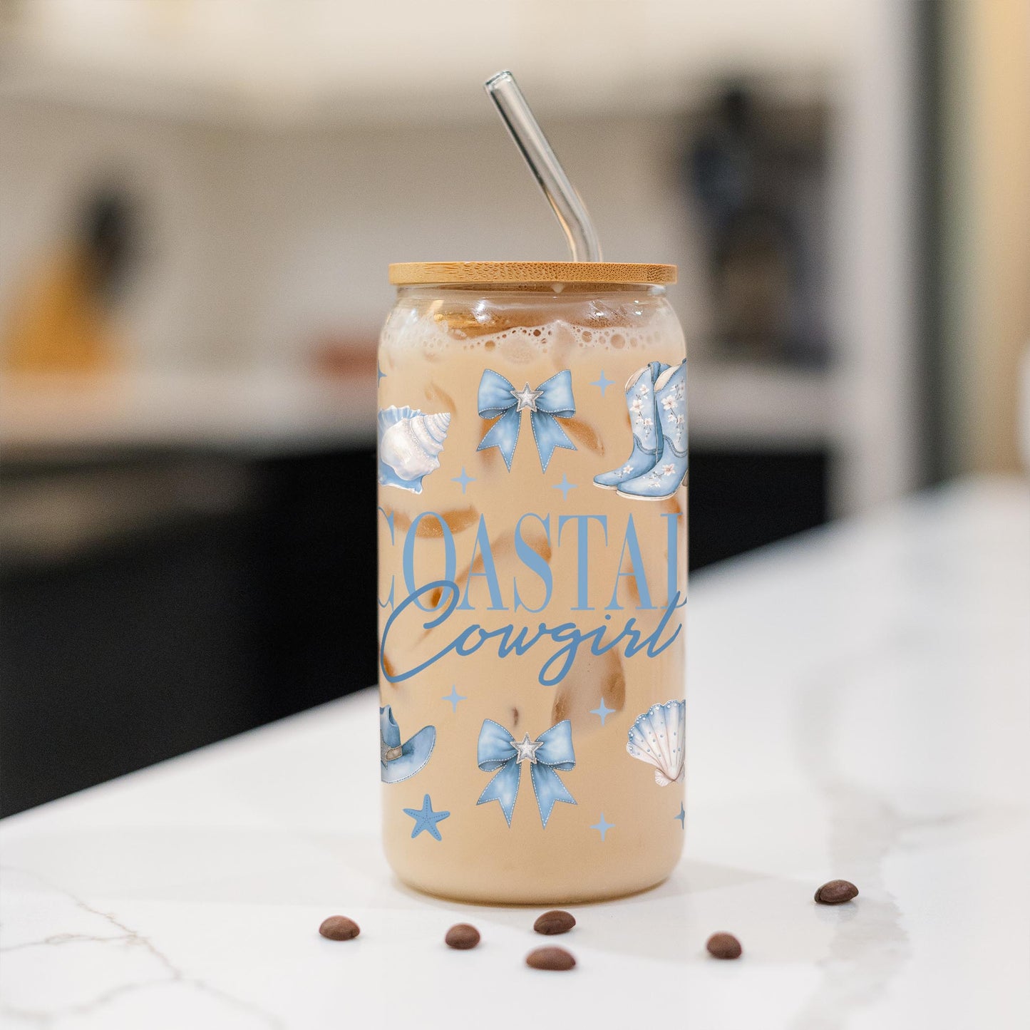 16oz Cold Brew Glass-Coastal Cowgirl 2 -1