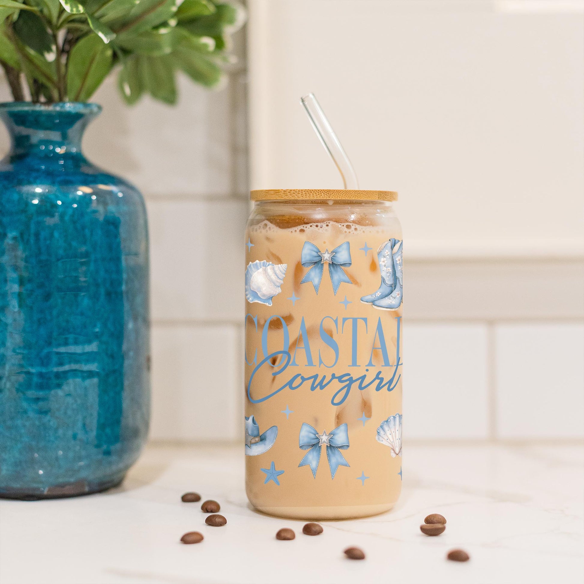 16oz Cold Brew Glass-Coastal Cowgirl 2 -3