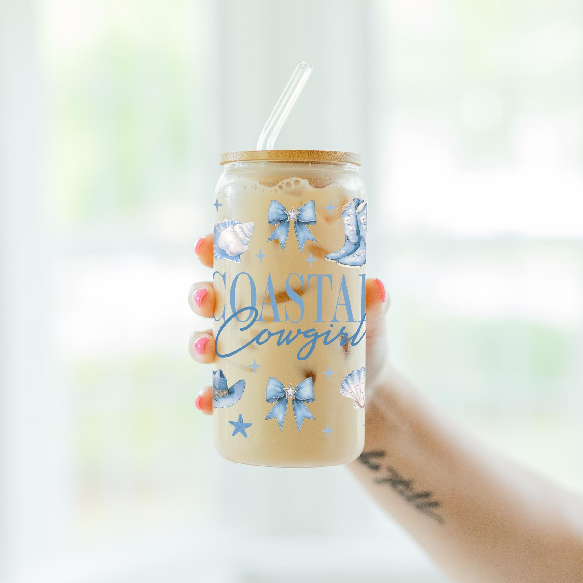 16oz Cold Brew Glass-Coastal Cowgirl 2 -7