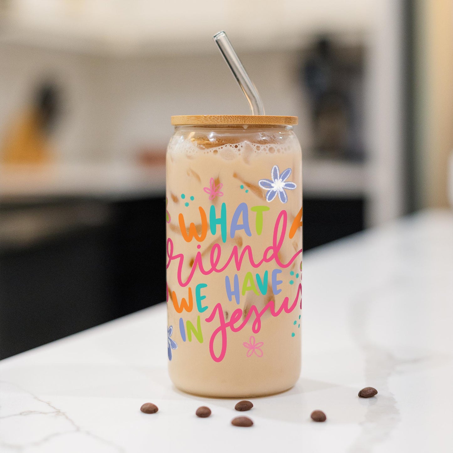 16oz Cold Brew Glass-What A Friend We Have In Jesus -1