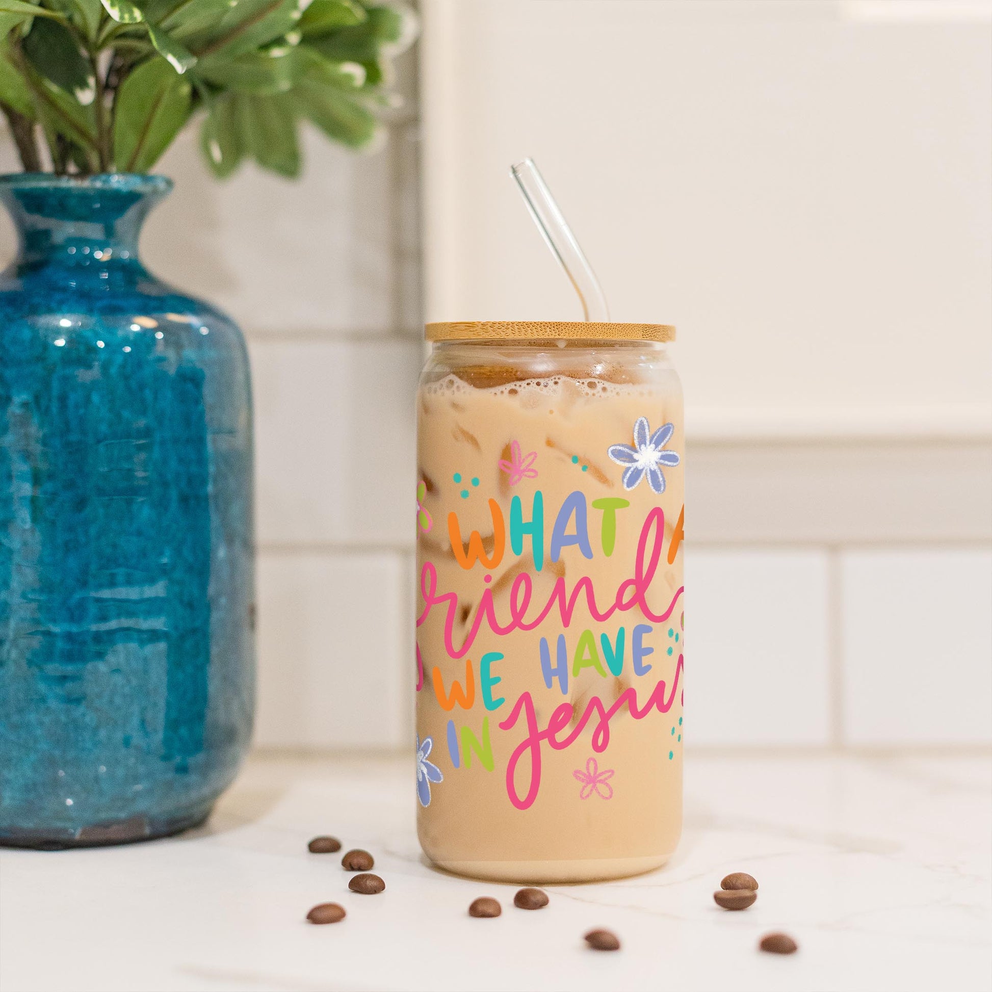 16oz Cold Brew Glass-What A Friend We Have In Jesus -3