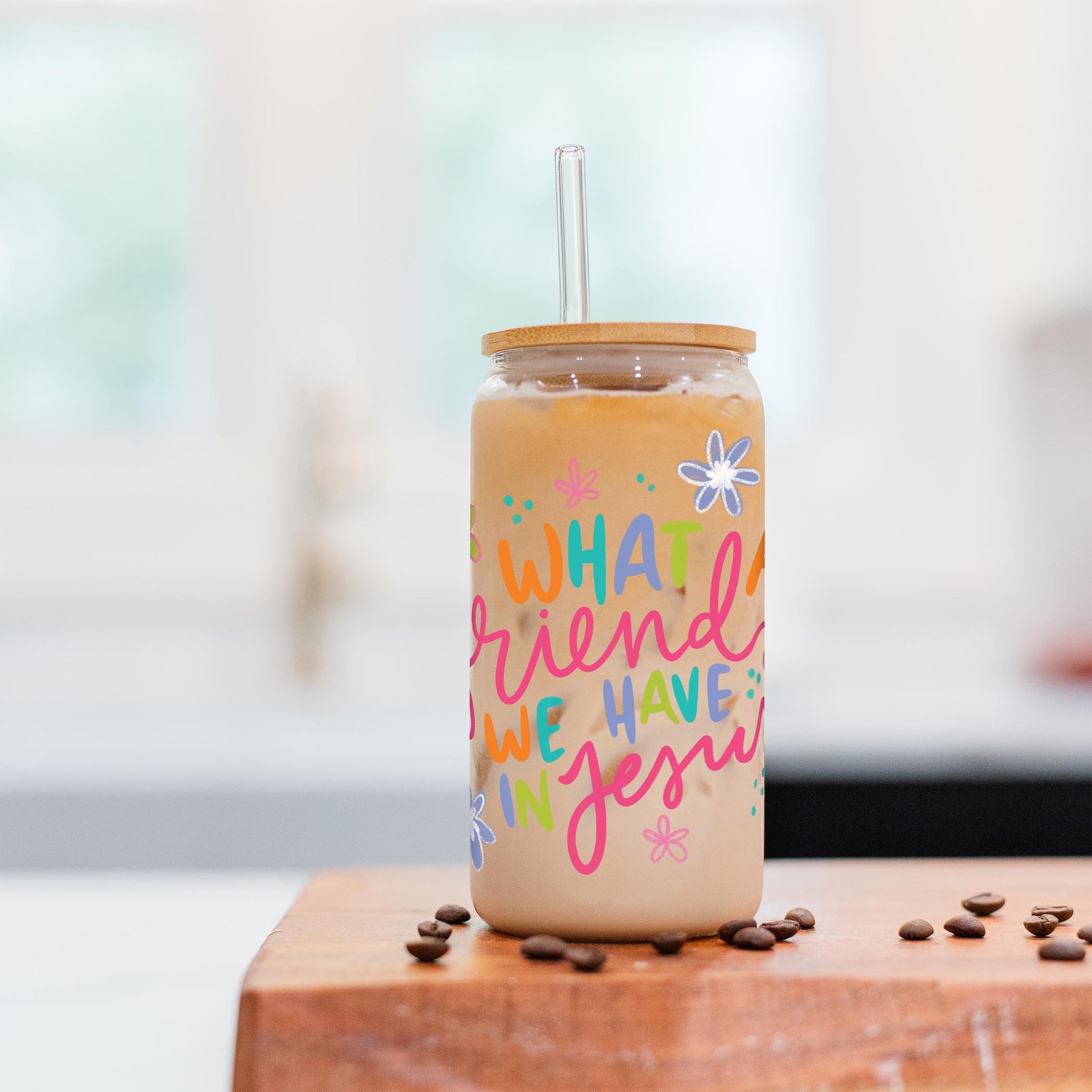 16oz Cold Brew Glass-What A Friend We Have In Jesus -5