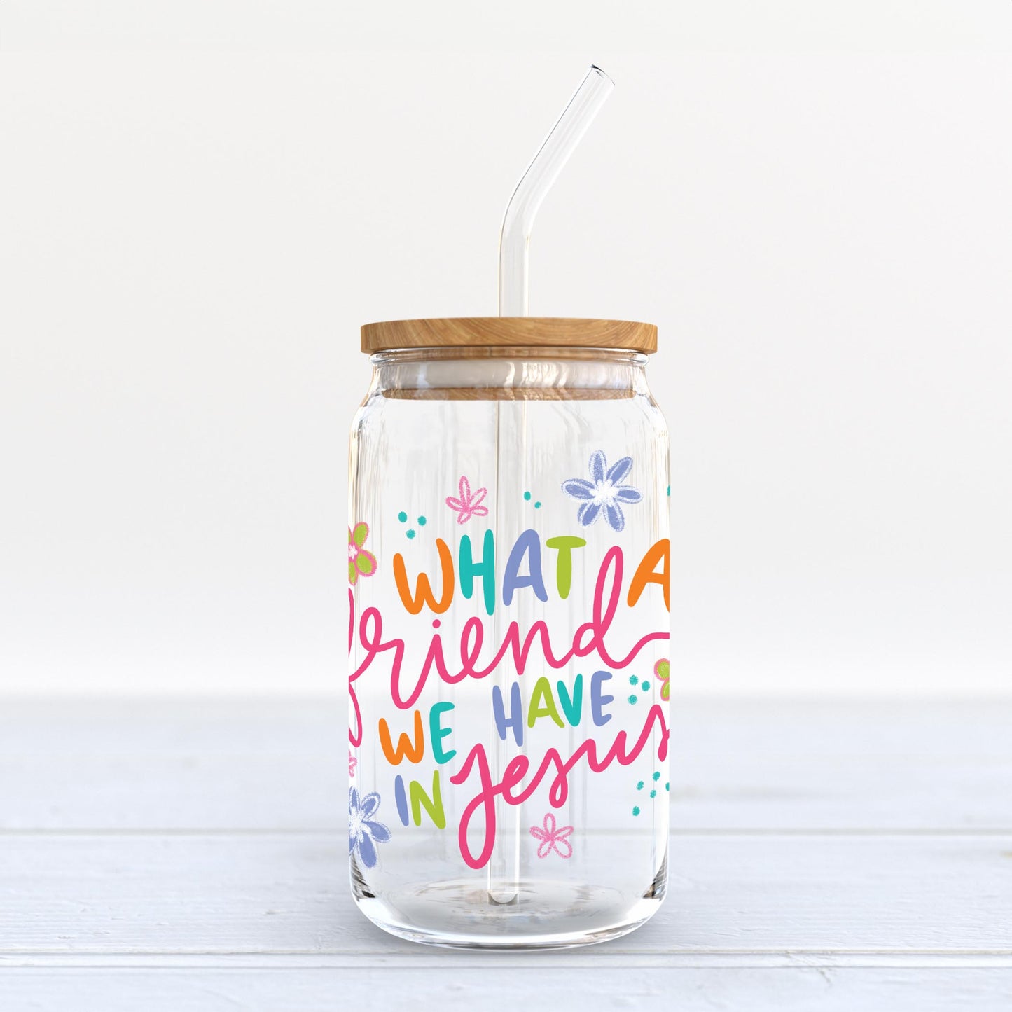 16oz Cold Brew Glass-What A Friend We Have In Jesus -6