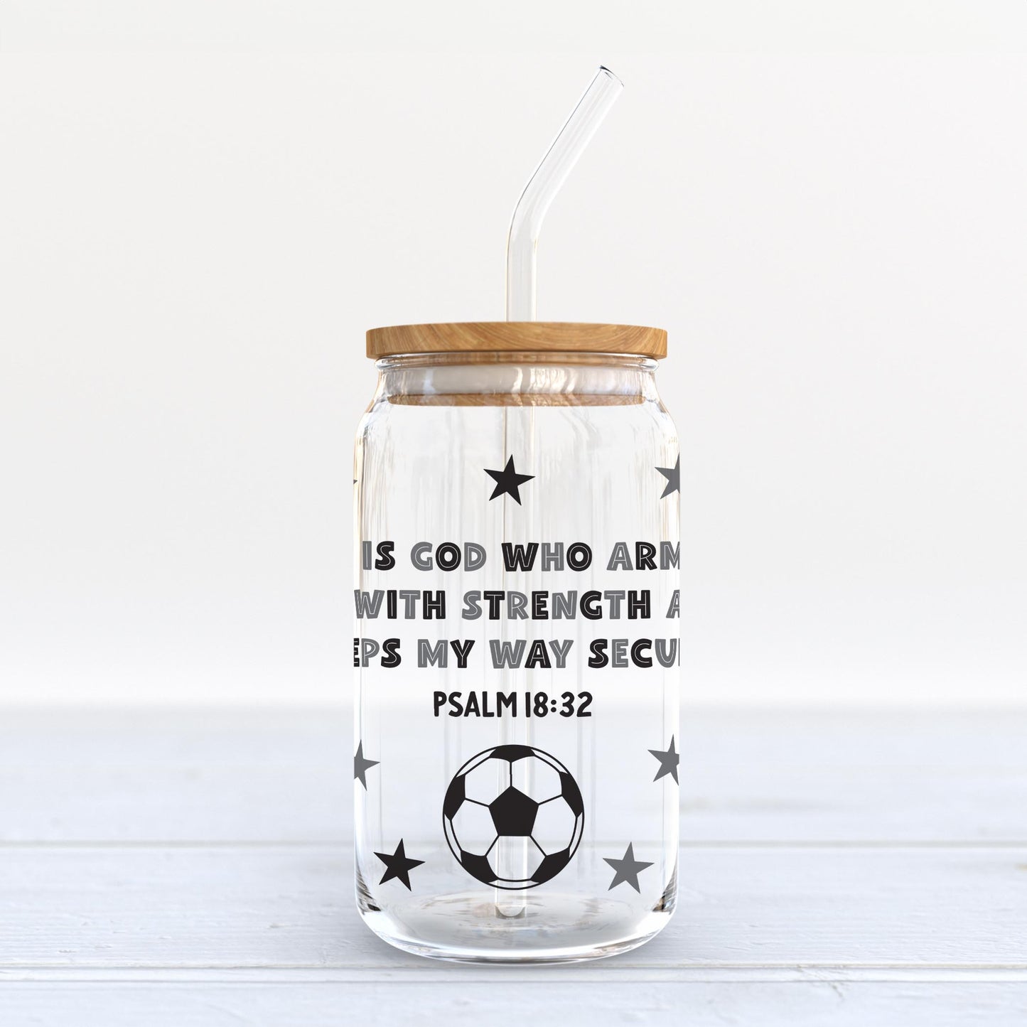16oz Cold Brew Glass-It Is God Soccer Grey & Black