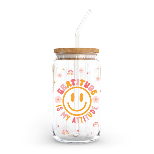 16oz Cold Brew Glass-Happy Plans Gratitude Is My Attitude