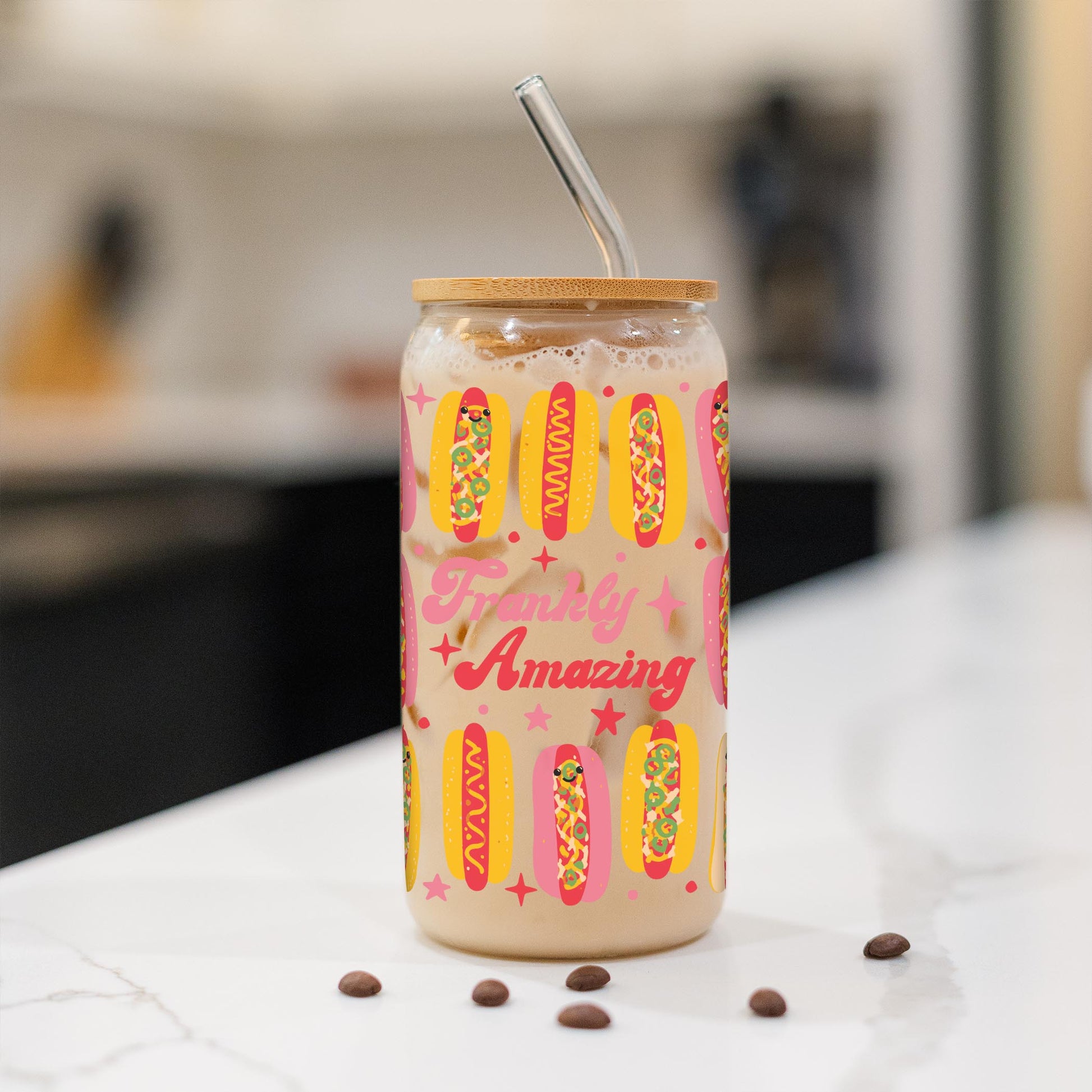 16oz Cold Brew Glass-Hot Dogs Frankly Amazing -1