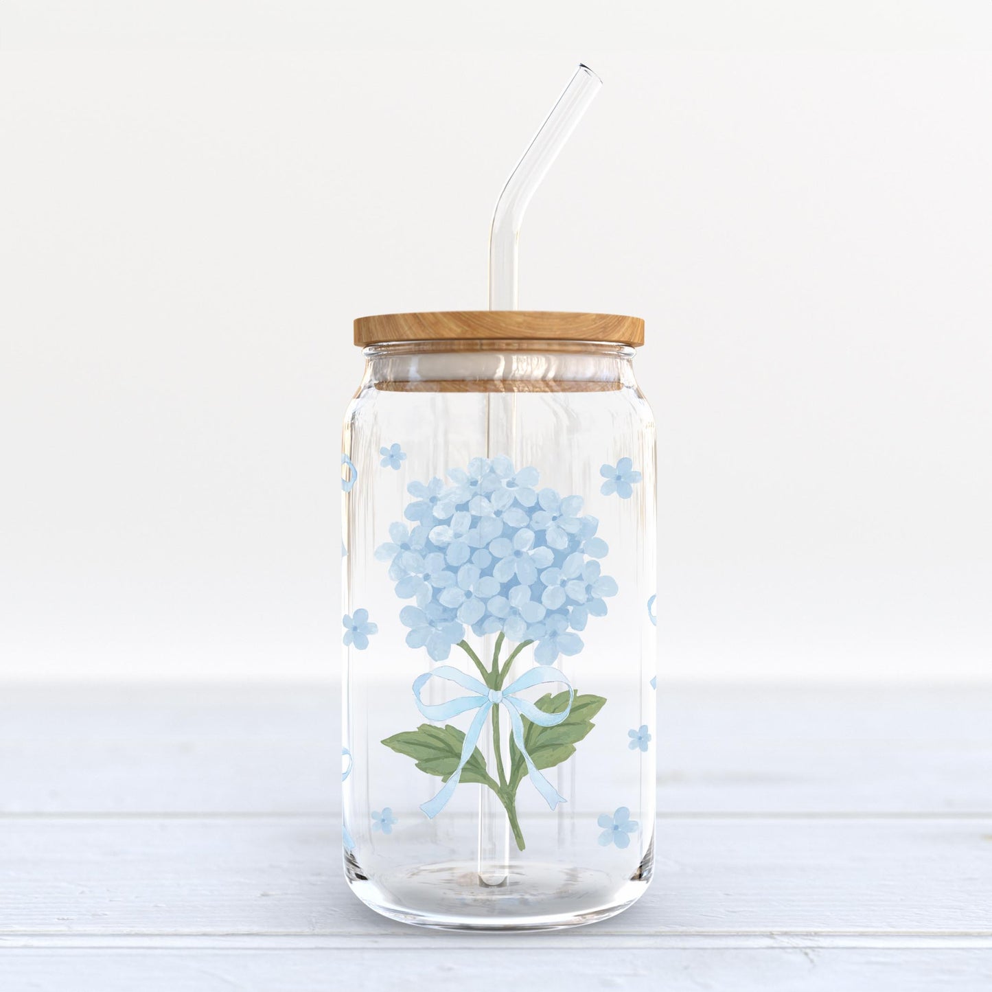 16oz Cold Brew Glass-Hydrangea Cottage -6