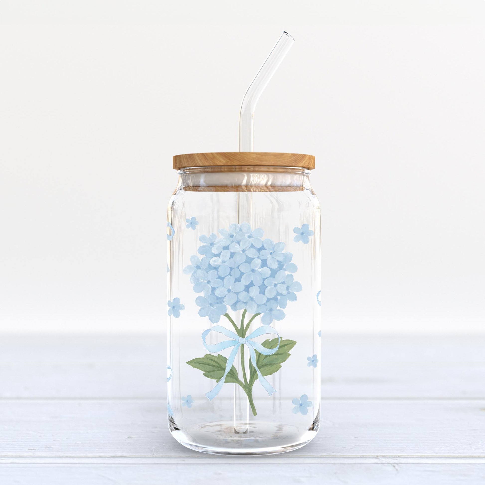 16oz Cold Brew Glass-Hydrangea Cottage -6