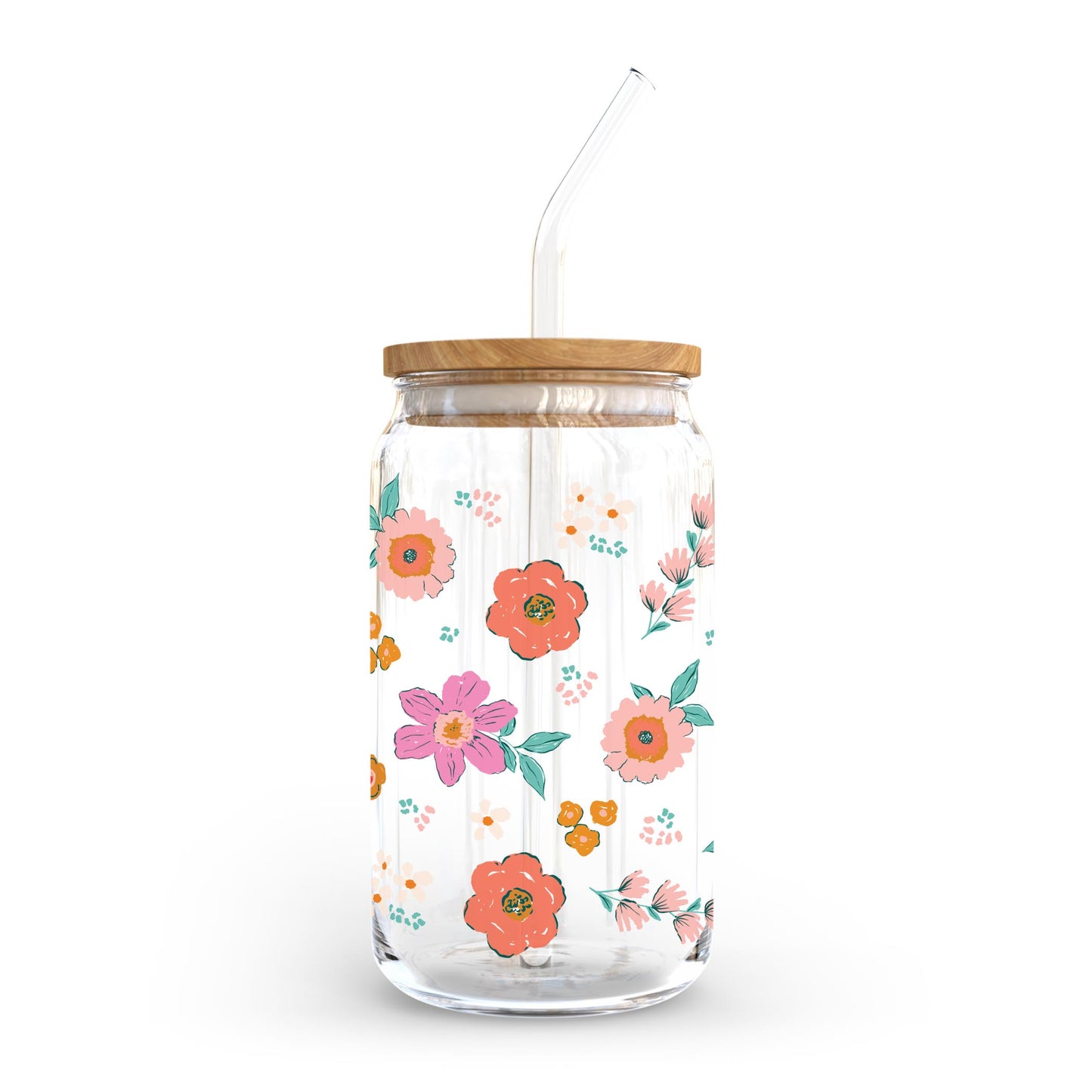 16oz Cold Brew Glass-Kalia Floral Pattern