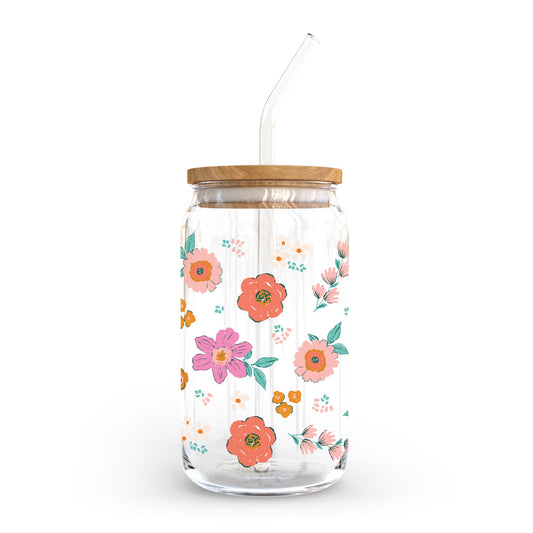 16oz Cold Brew Glass-Kalia Floral Pattern
