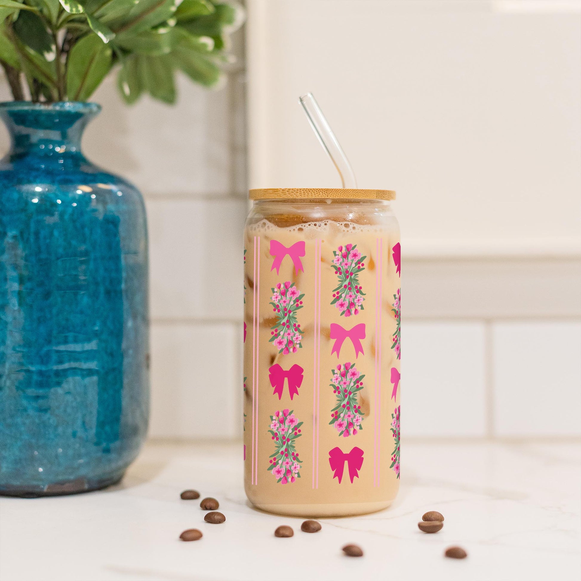16oz Cold Brew Glass-Bonita Bows -3