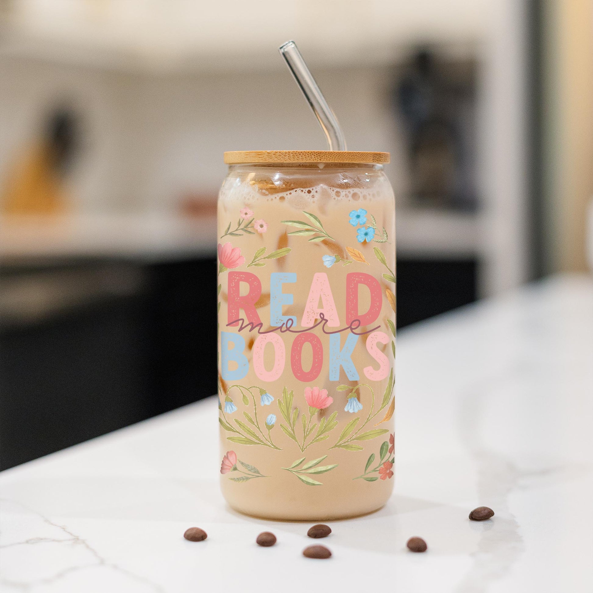 16oz Cold Brew Glass-Pretty Little Chapters Read More Books -1