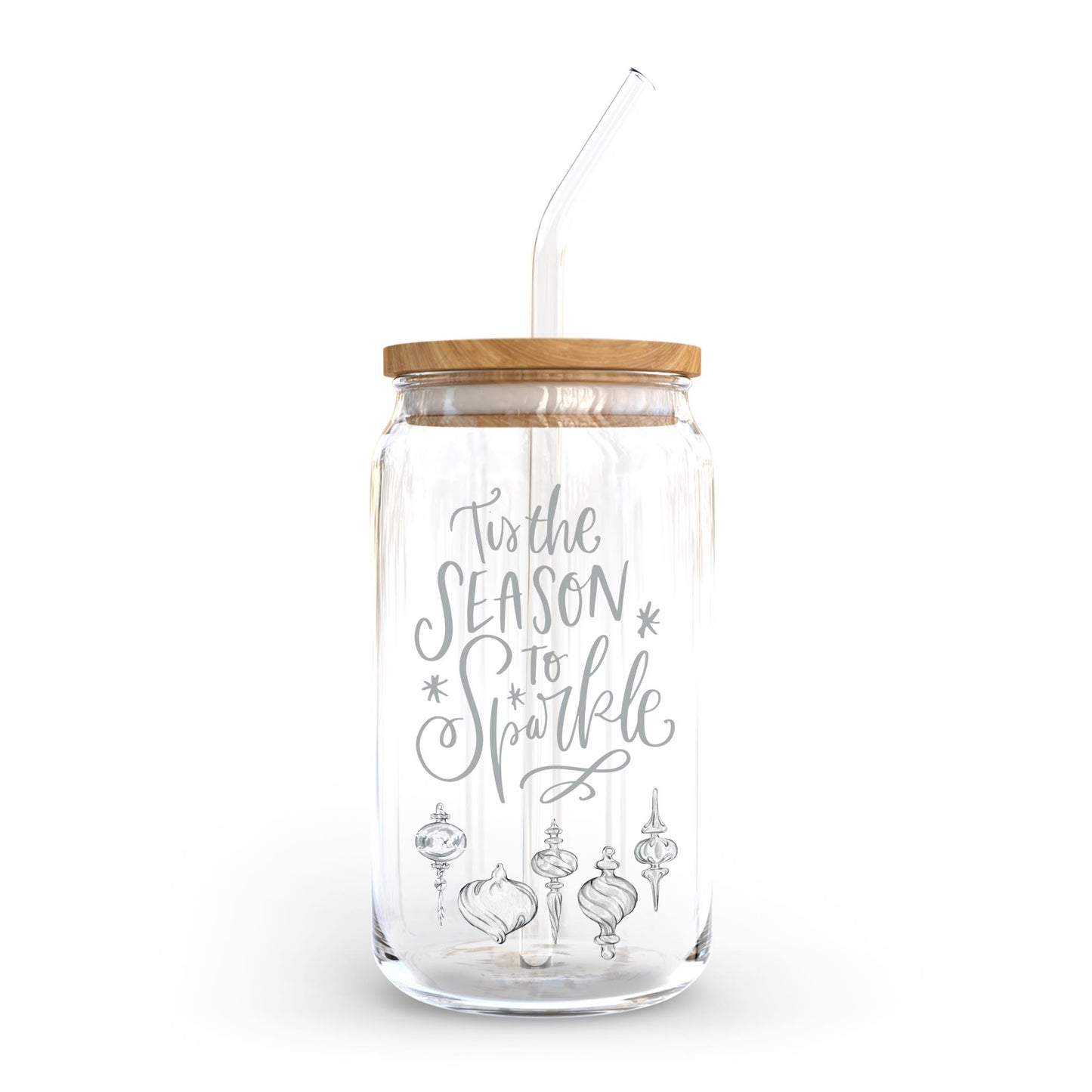 16oz Cold Brew Glass-Holiday Tidings Season To Sparkle -0