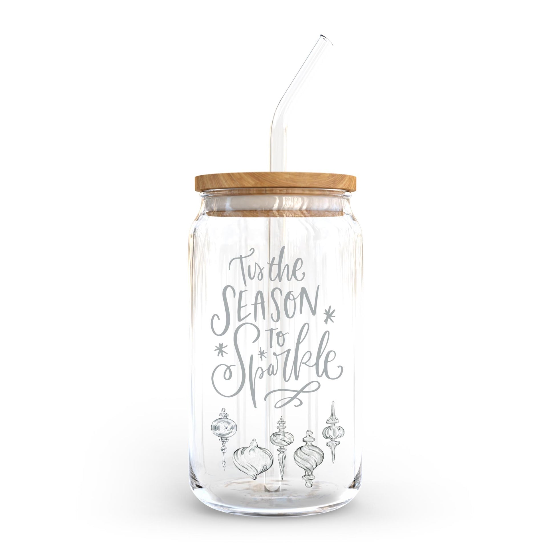 16oz Cold Brew Glass-Holiday Tidings Season To Sparkle -0