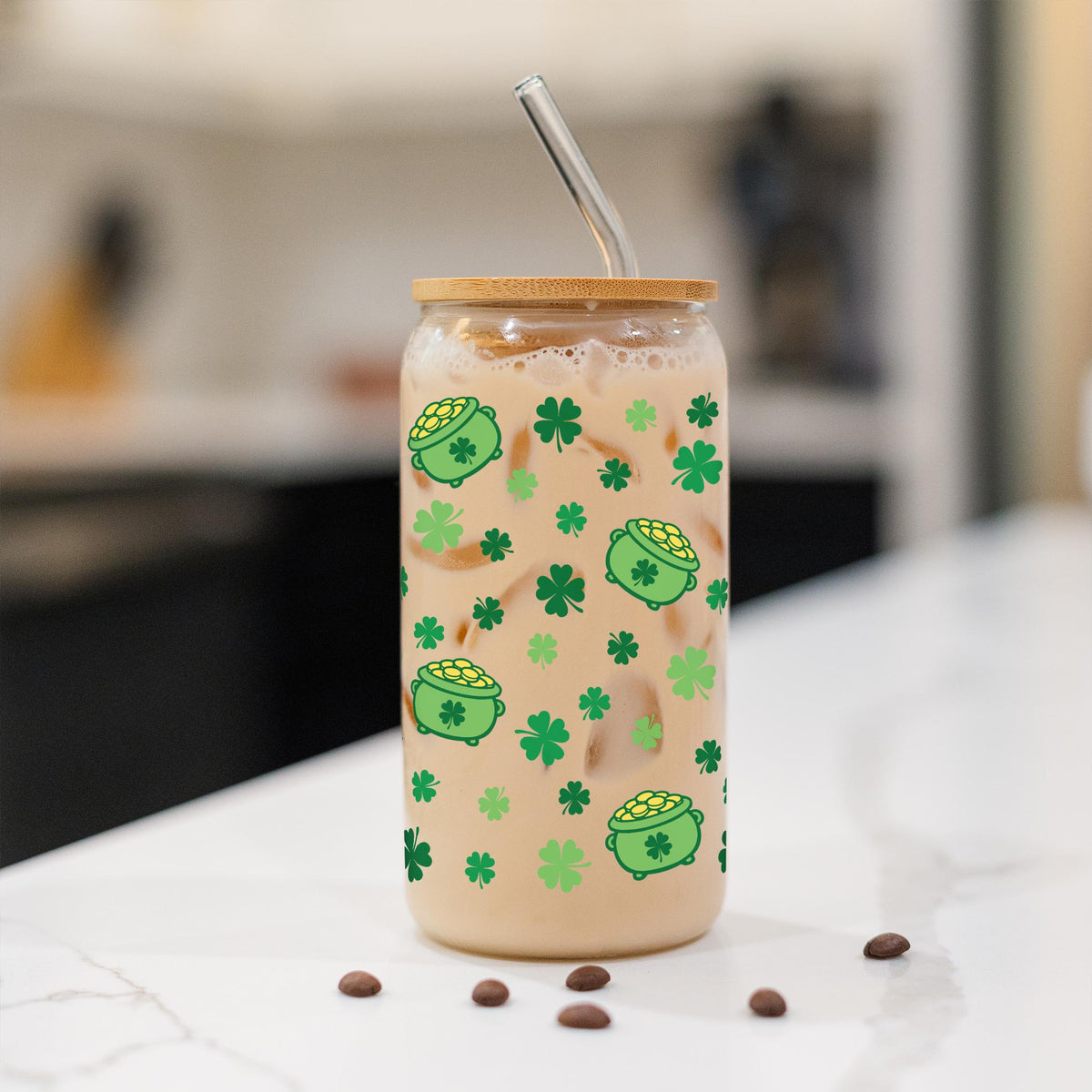 16oz Cold Brew Glass-St. Patty's Day -1