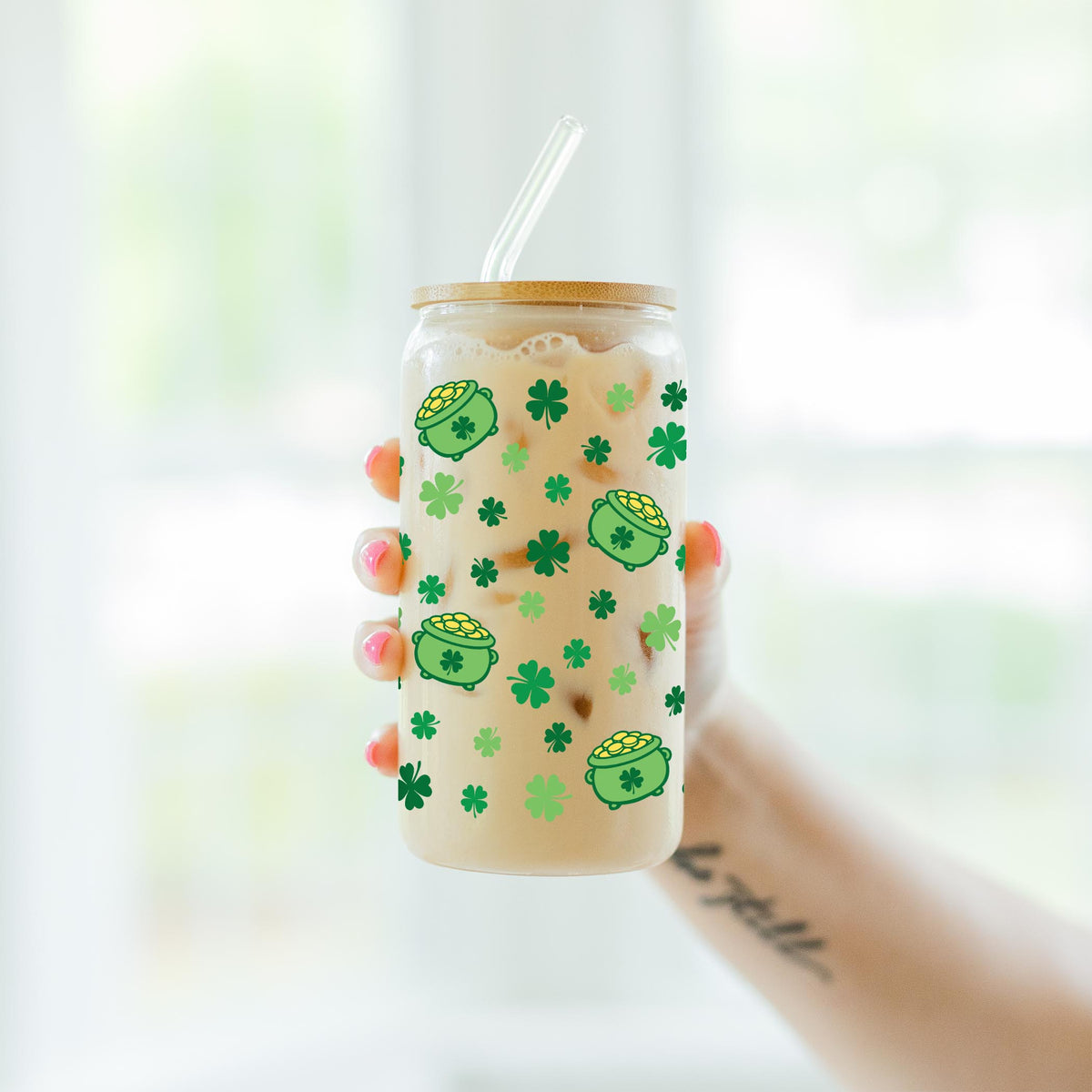 16oz Cold Brew Glass-St. Patty's Day -7