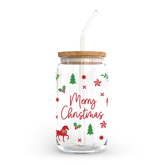 16oz Cold Brew Glass-Western Christmas -0
