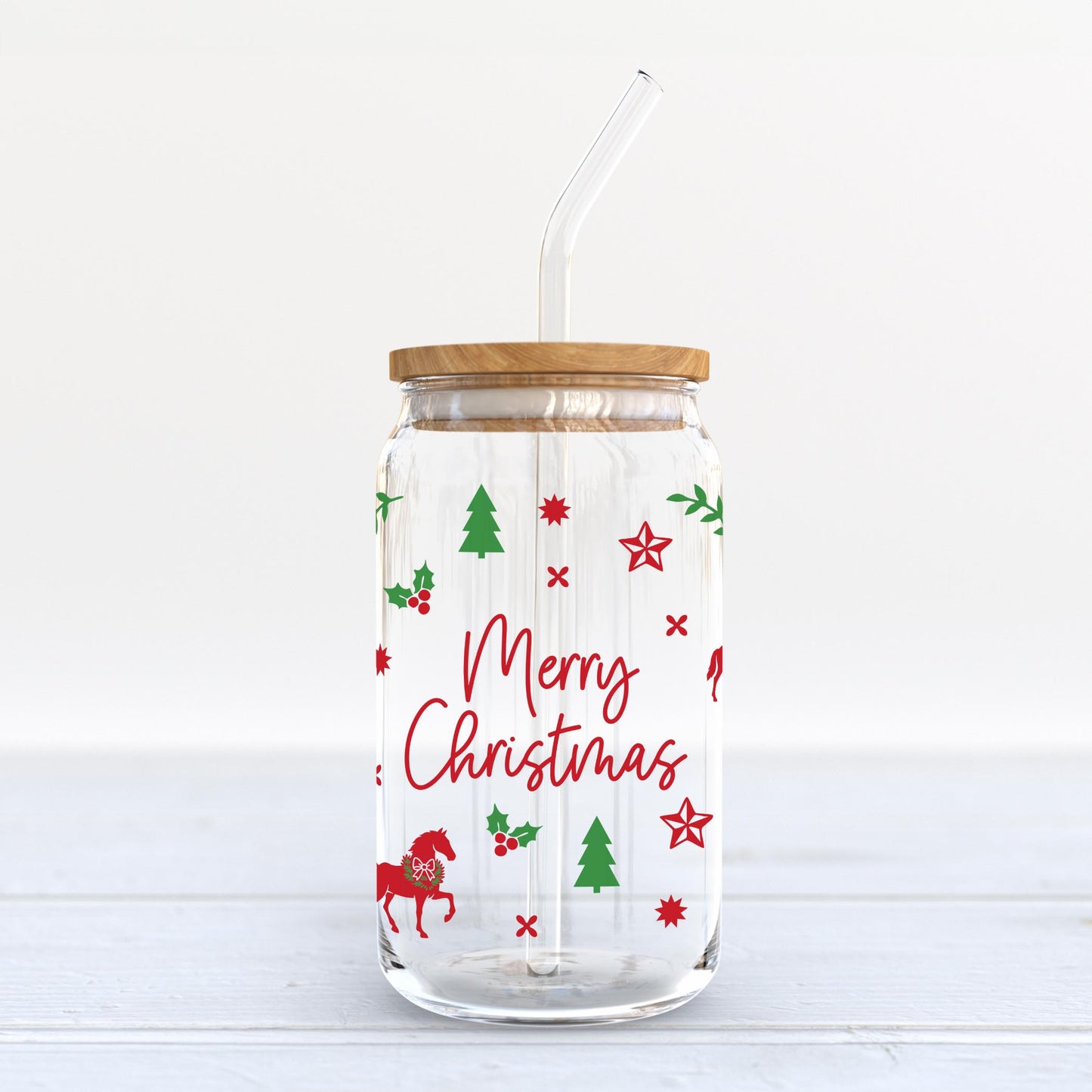 16oz Cold Brew Glass-Western Christmas -6