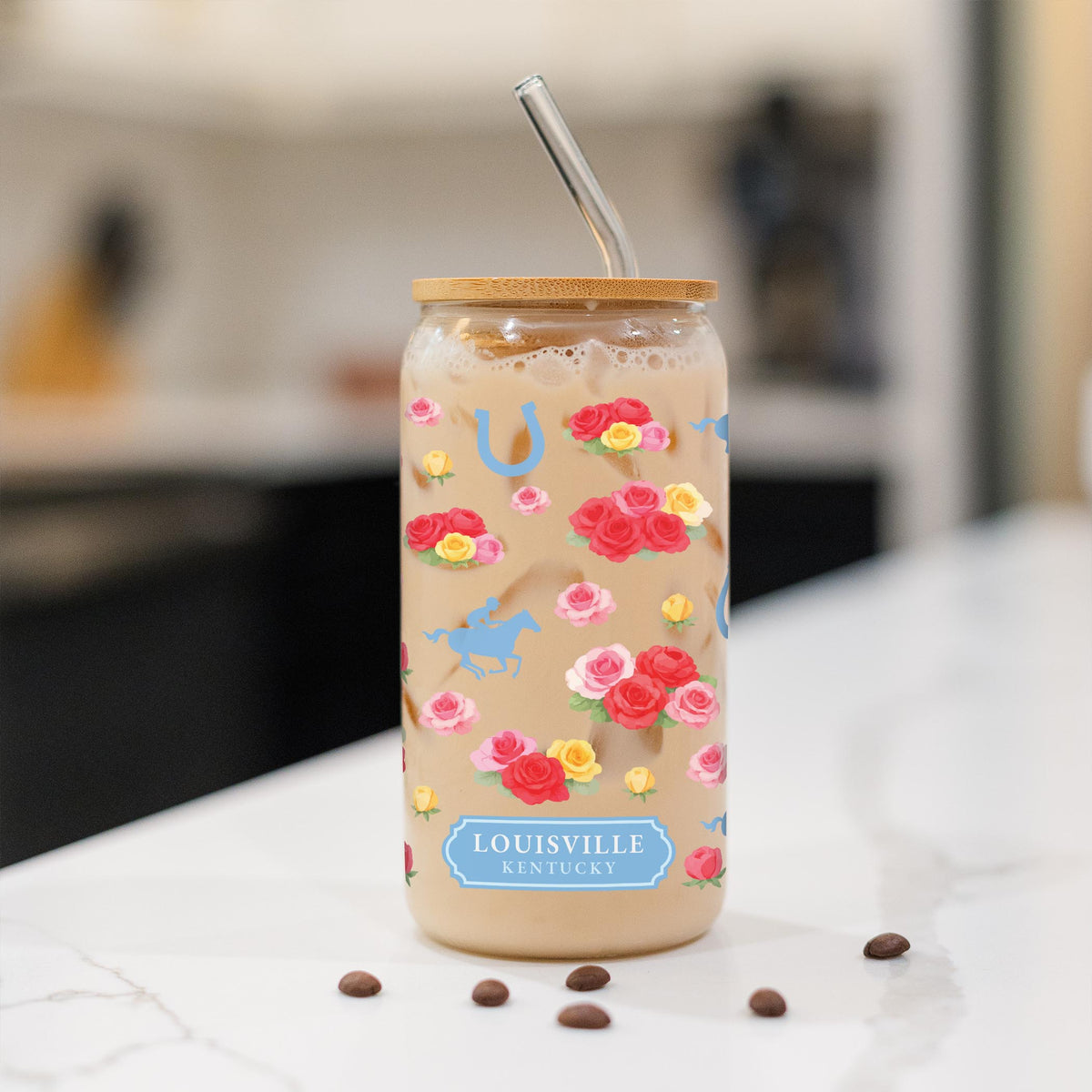 16oz Cold Brew Glass-Derby | City & State | Hometown -1