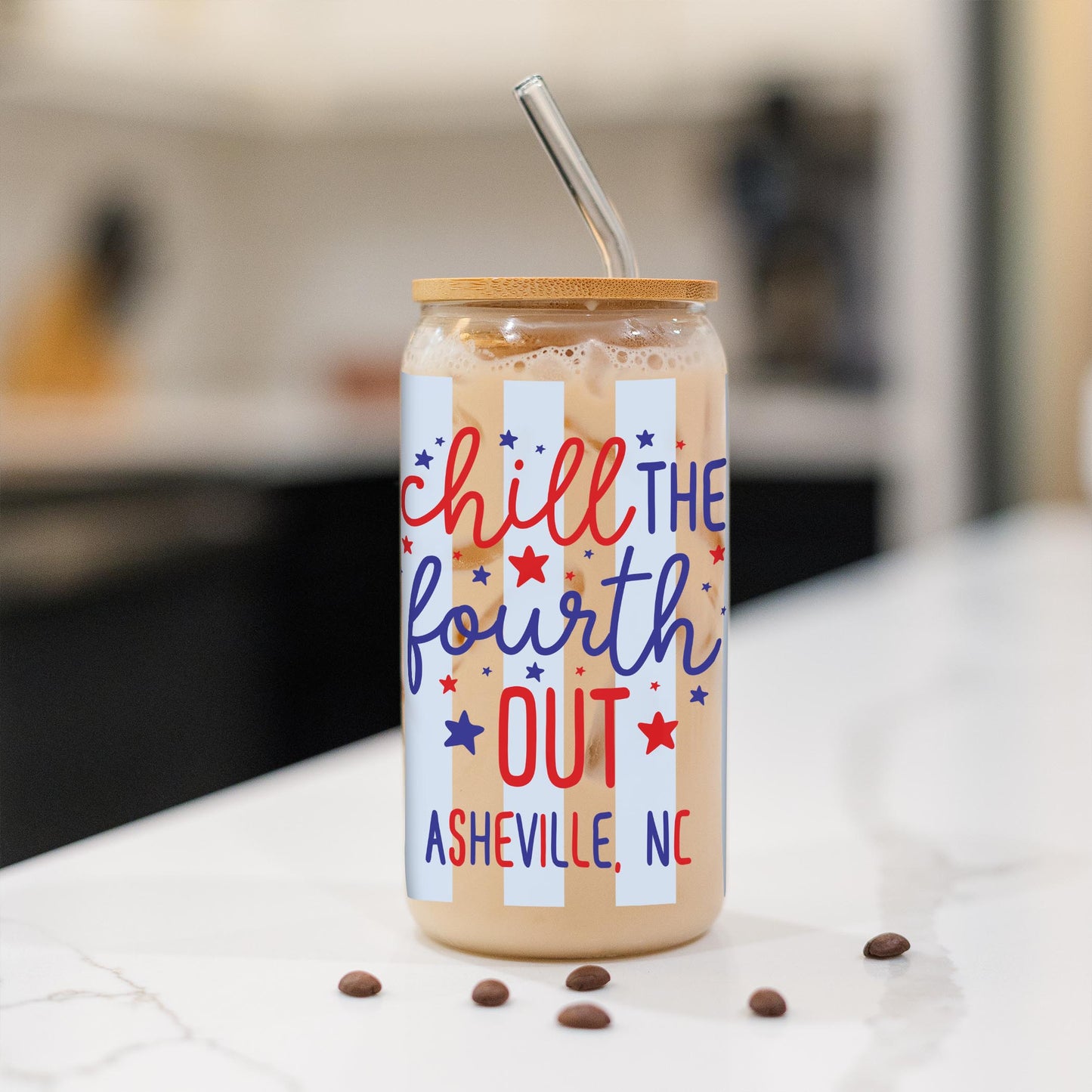 16oz Cold Brew Glass-Love+Local 4th of July 250th Anniversary -1