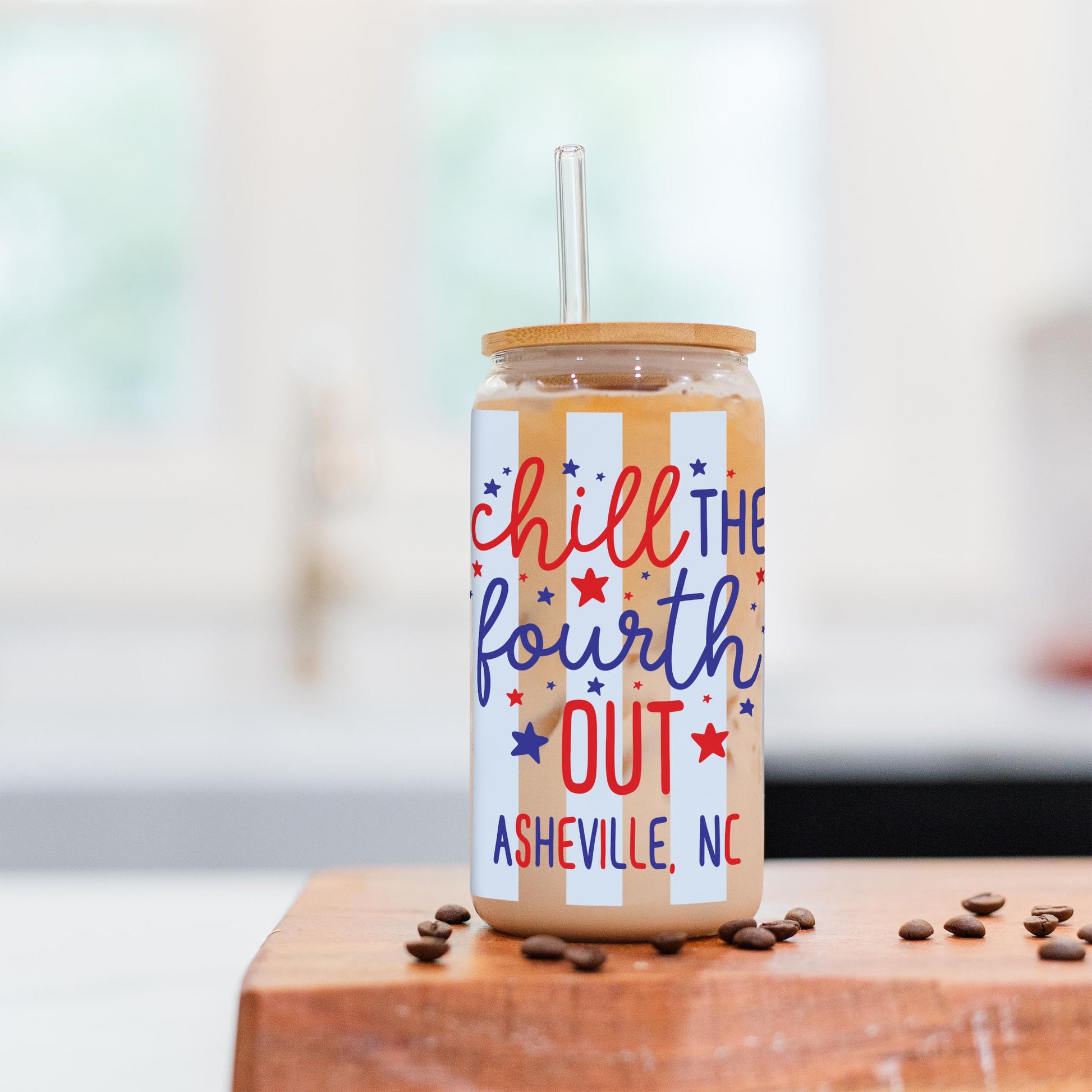 16oz Cold Brew Glass-Love+Local 4th of July 250th Anniversary -2