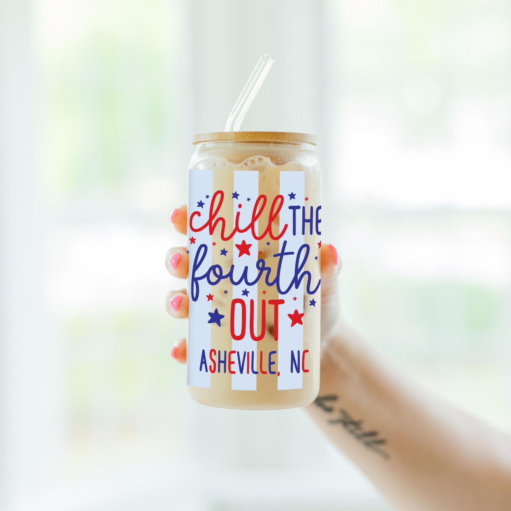 16oz Cold Brew Glass-Love+Local 4th of July 250th Anniversary -4