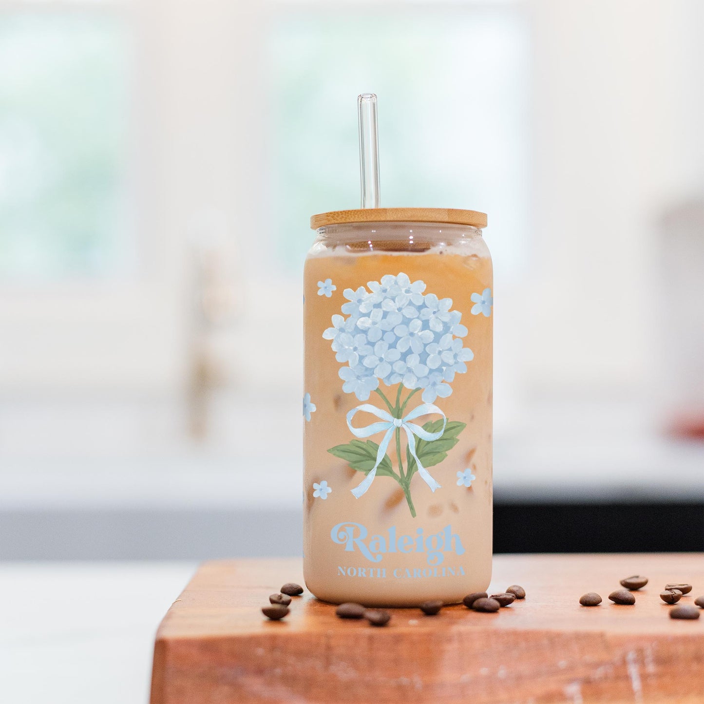 16oz Cold Brew Glass-Love+Local Hydrangea Cottage -2