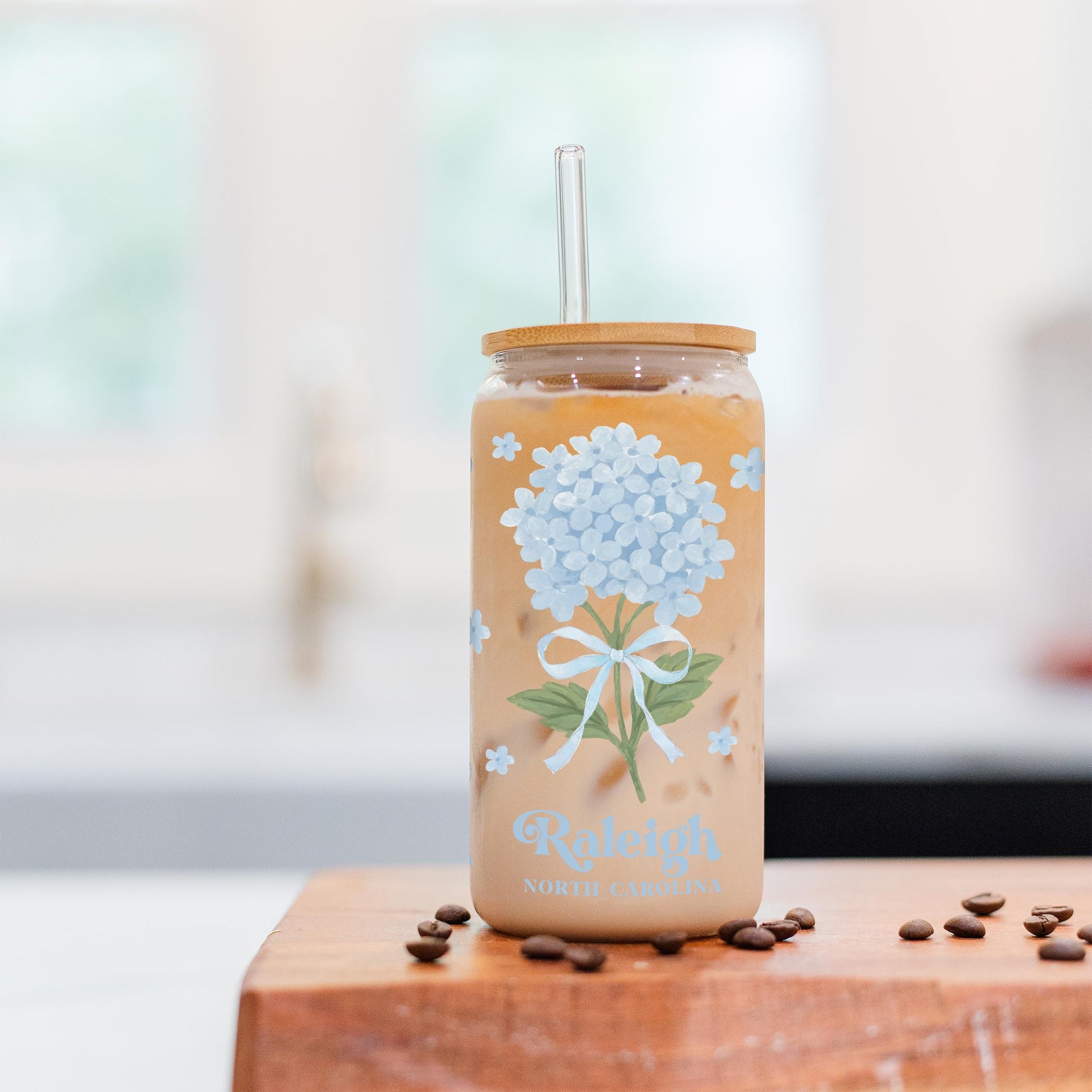 16oz Cold Brew Glass-Love+Local Hydrangea Cottage -2