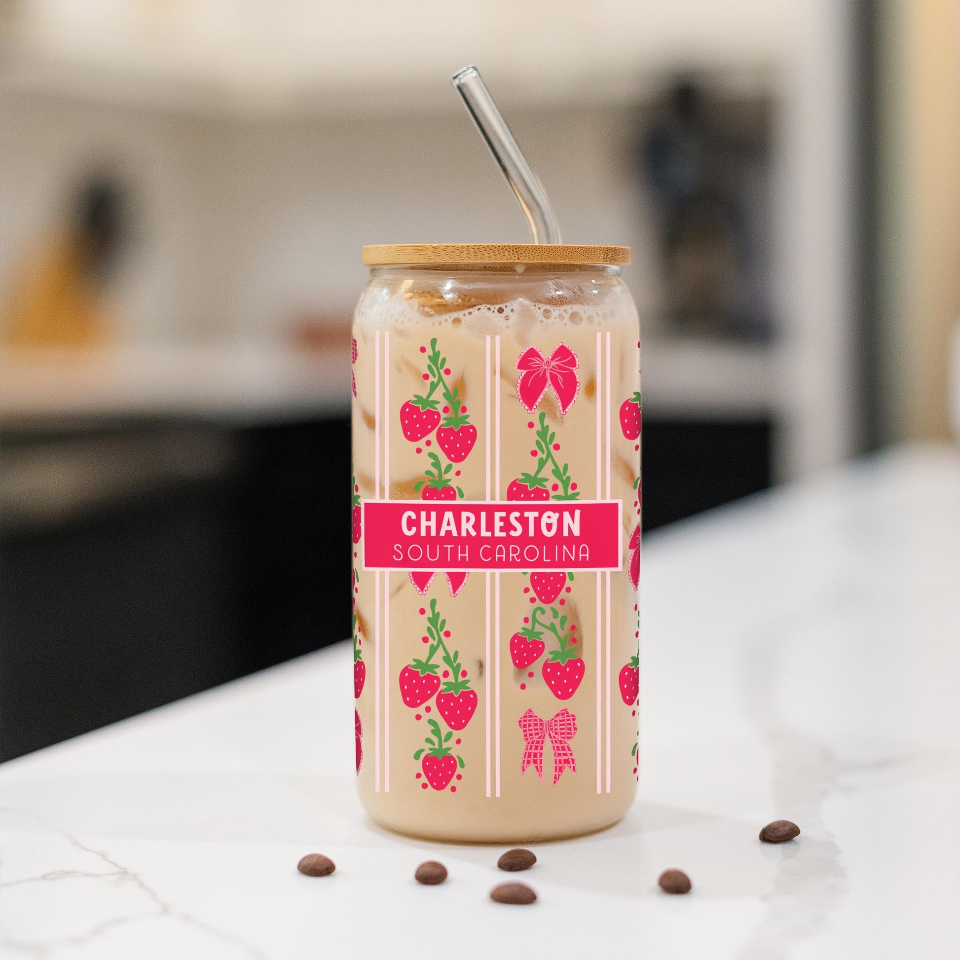 16oz Cold Brew Glass-Love+Local Strawberry Parlor -1