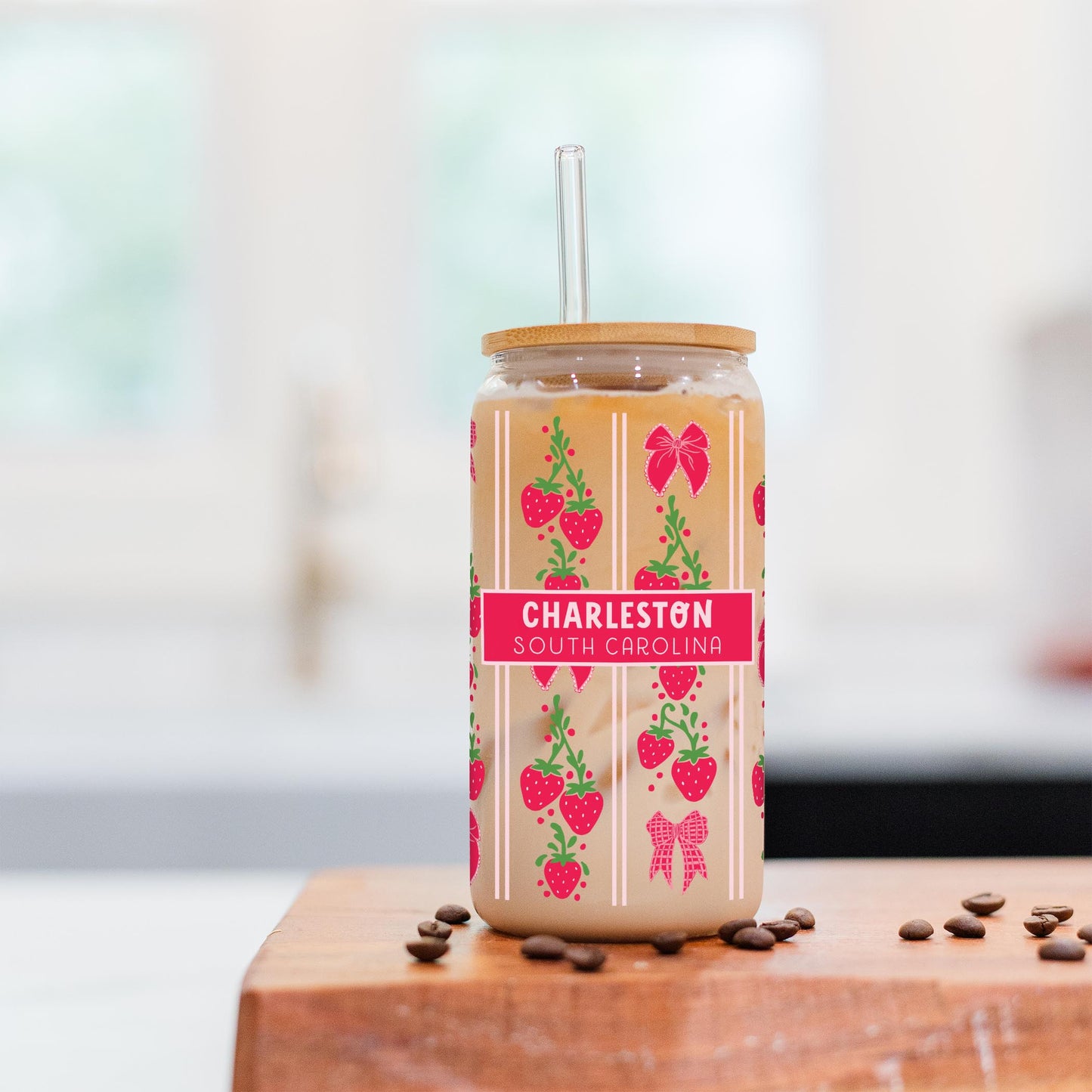 16oz Cold Brew Glass-Love+Local Strawberry Parlor -2