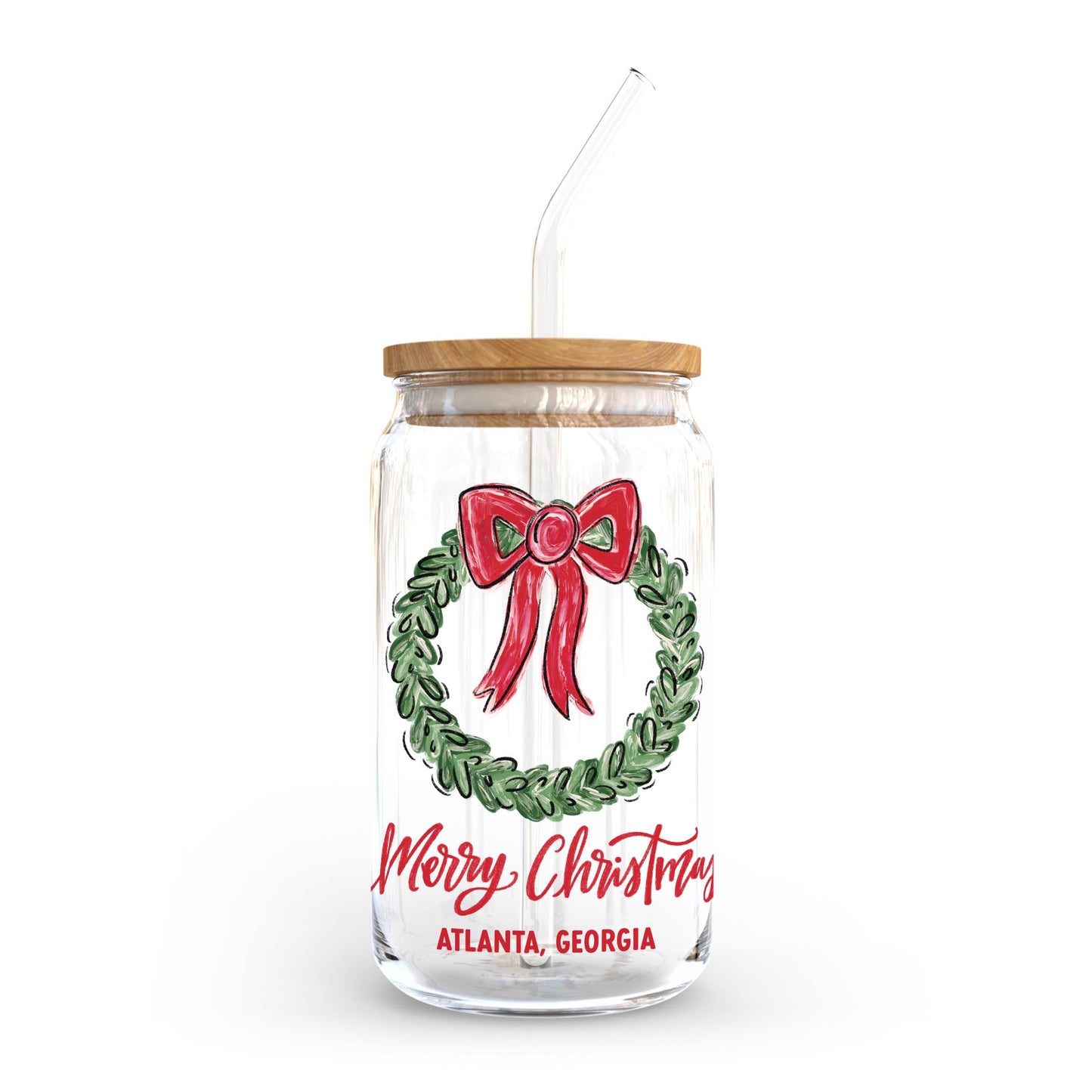 16oz Cold Brew Glass-Love+Local Make It Merry -0