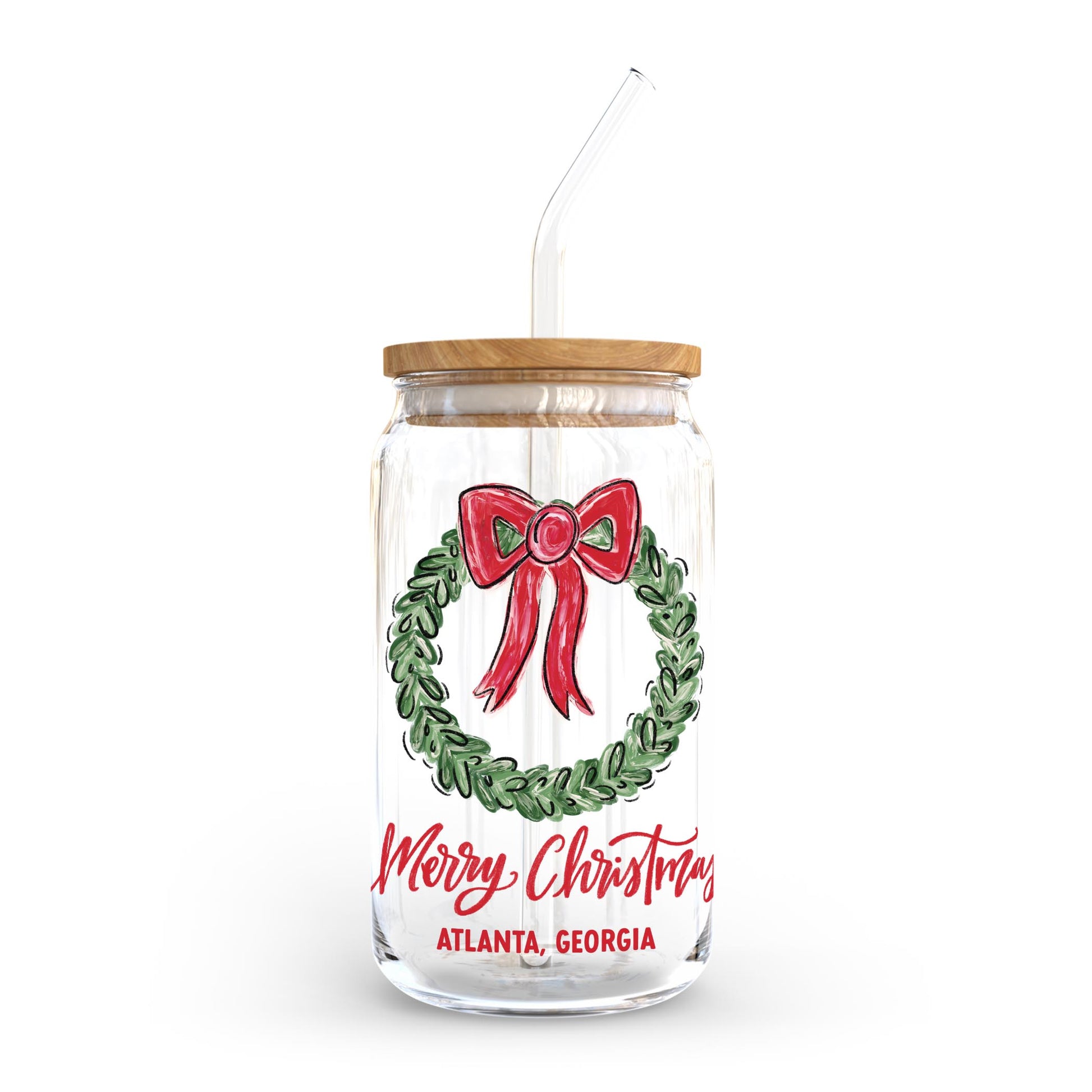 16oz Cold Brew Glass-Love+Local Make It Merry -0